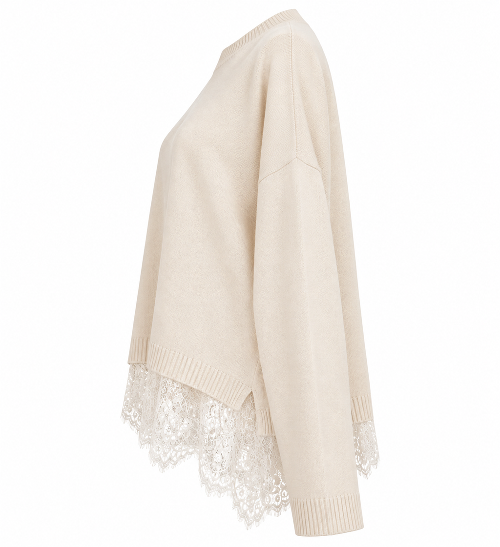 Maglia ecru con pizzo