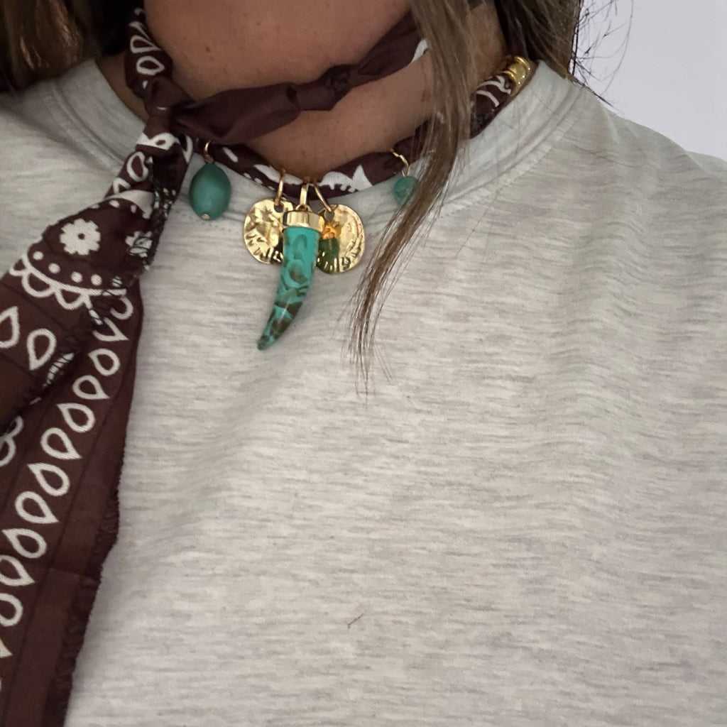 Necklace Bandana moro corno turchese