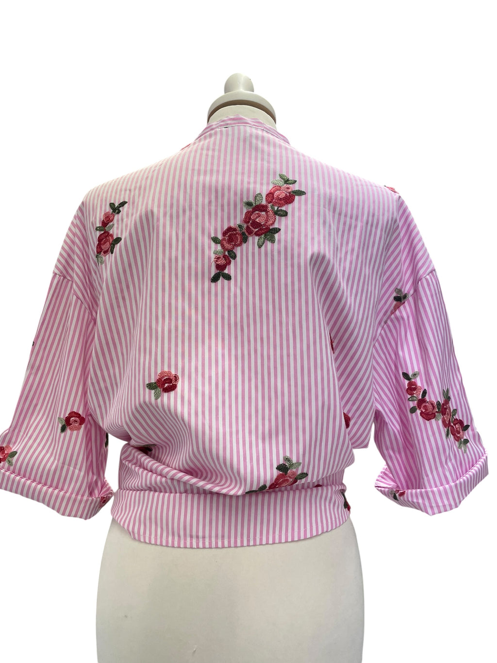Camicia gessata ricamata taglia unica