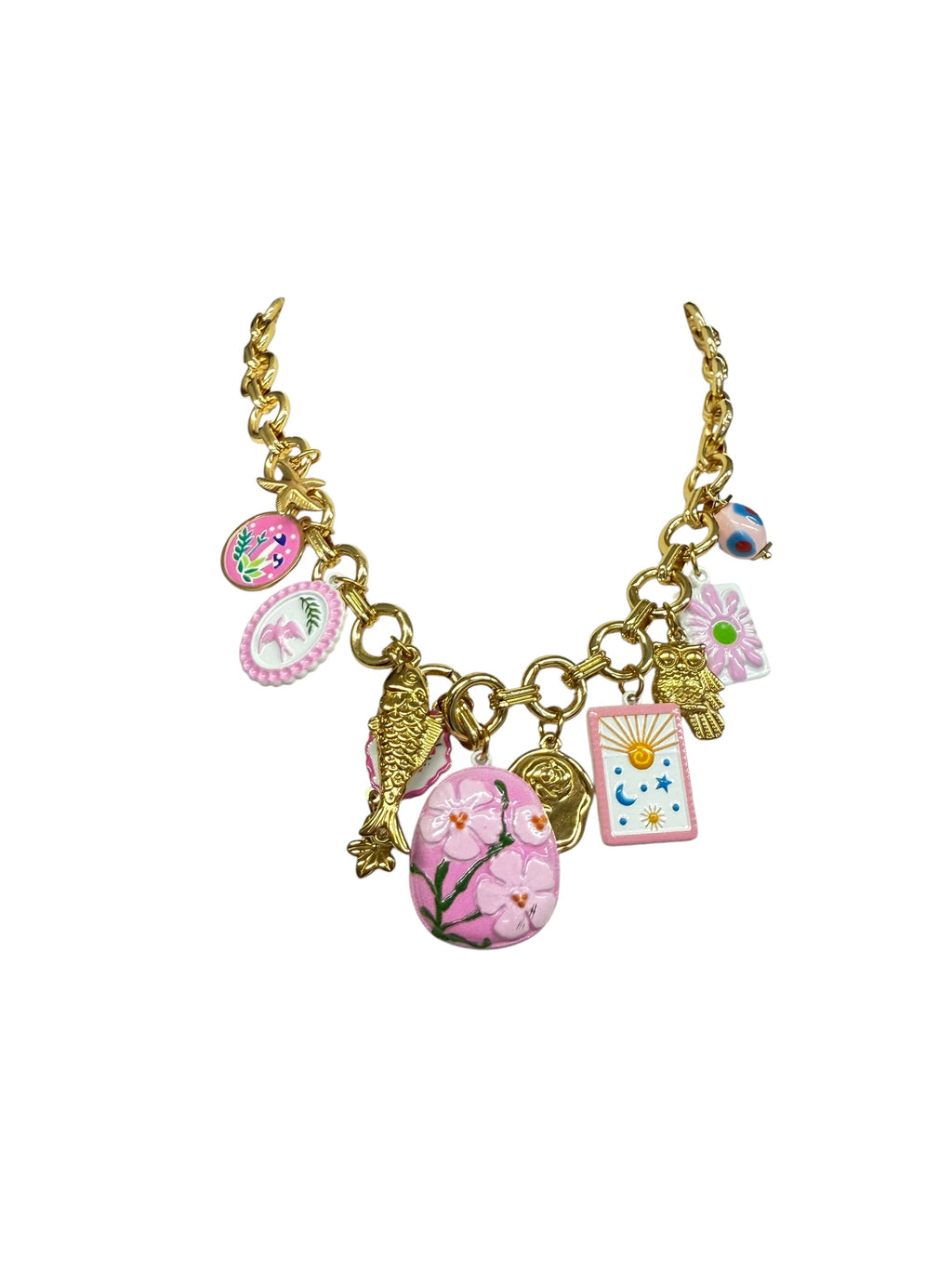 Collana catena con ciondoli rosa