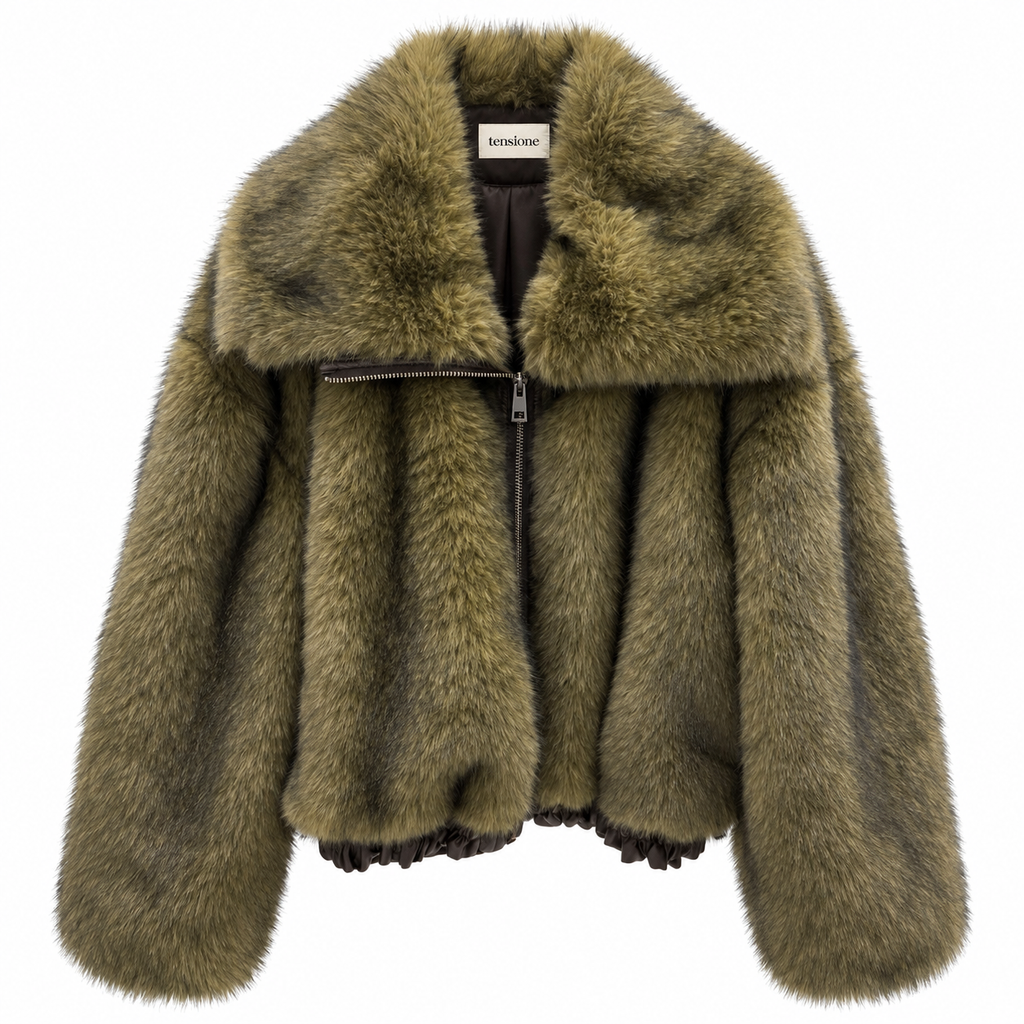 Bomber in ecopelliccia verde
