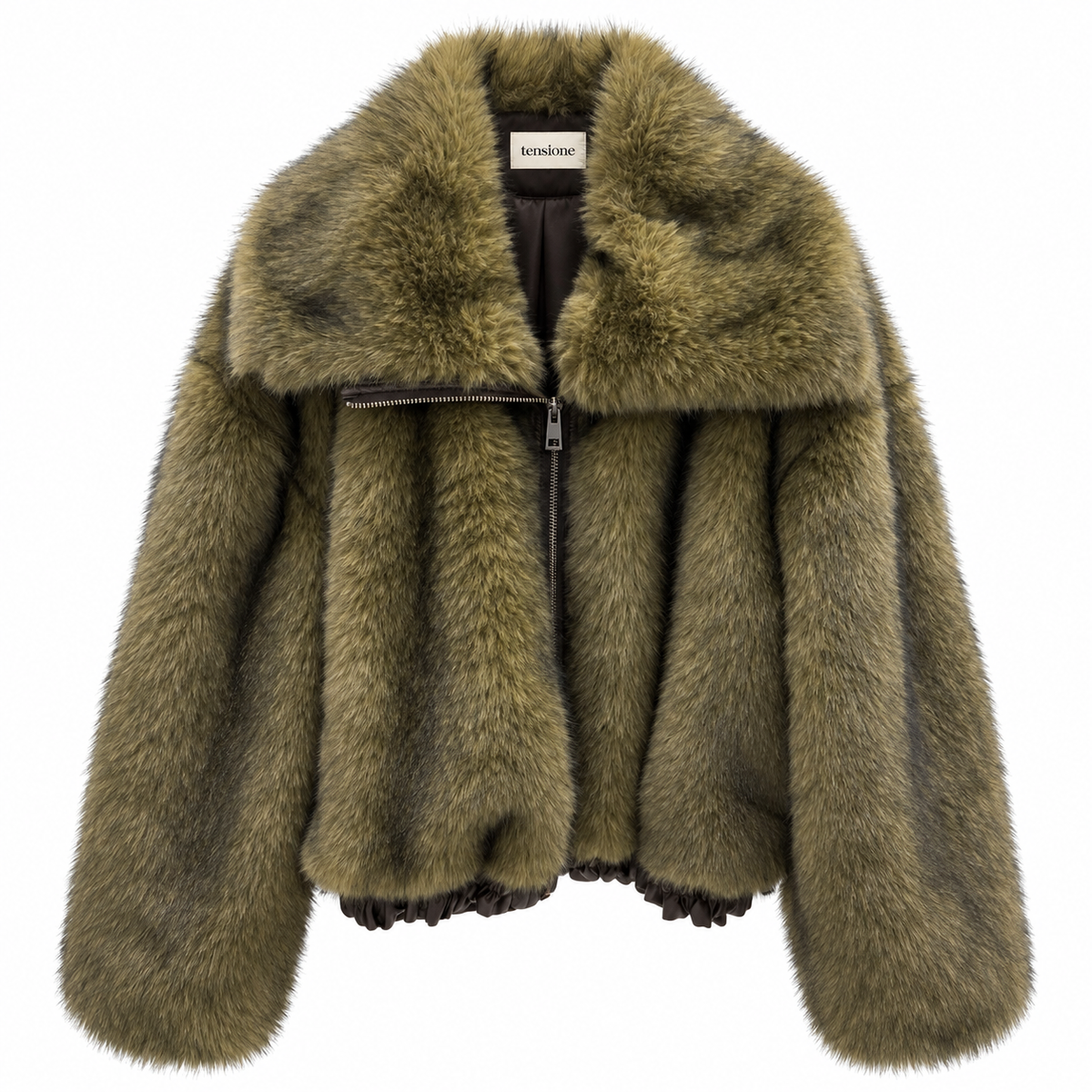 Bomber in ecopelliccia verde