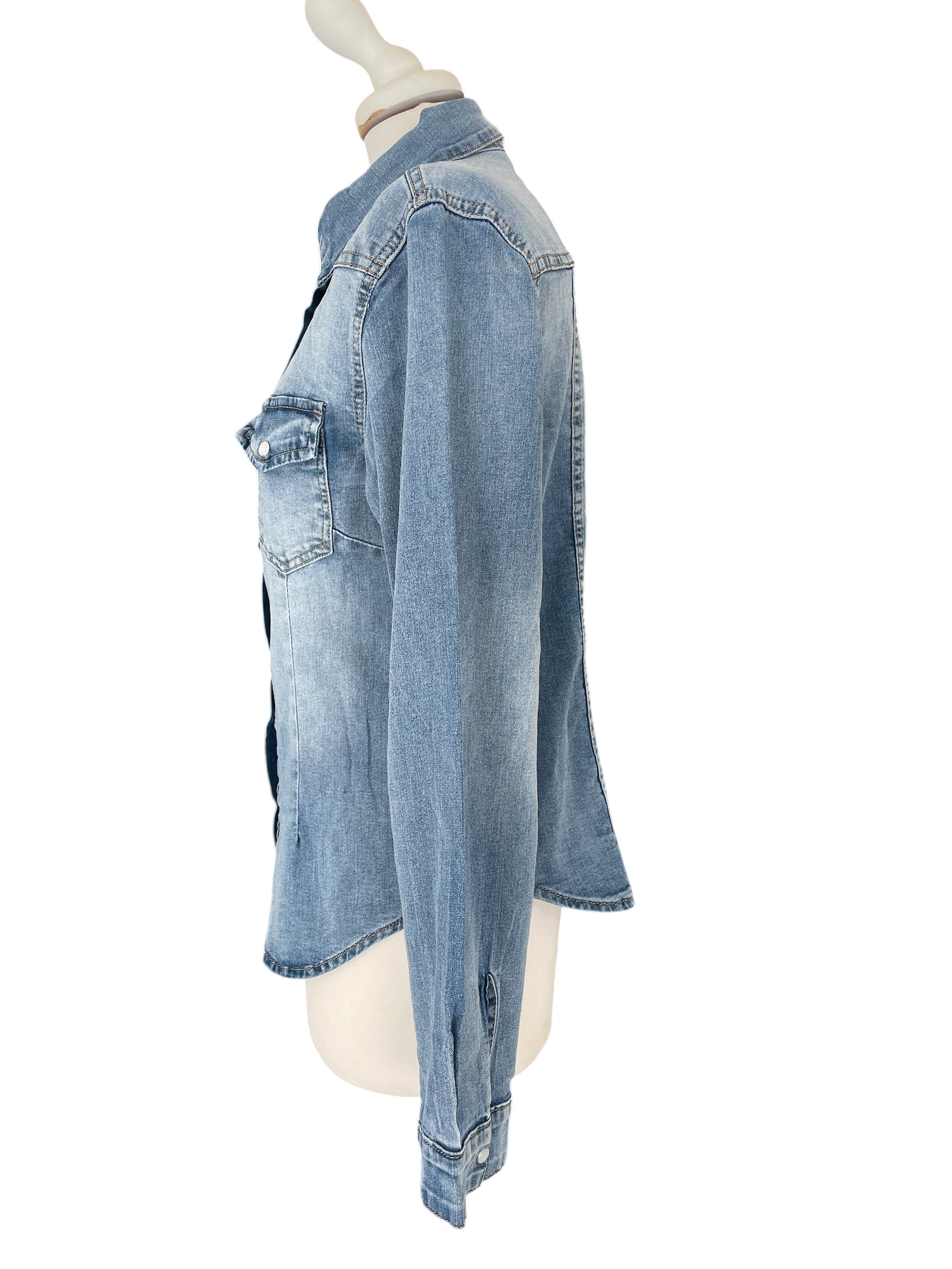 Camicia jeans elasticizzata azzurra