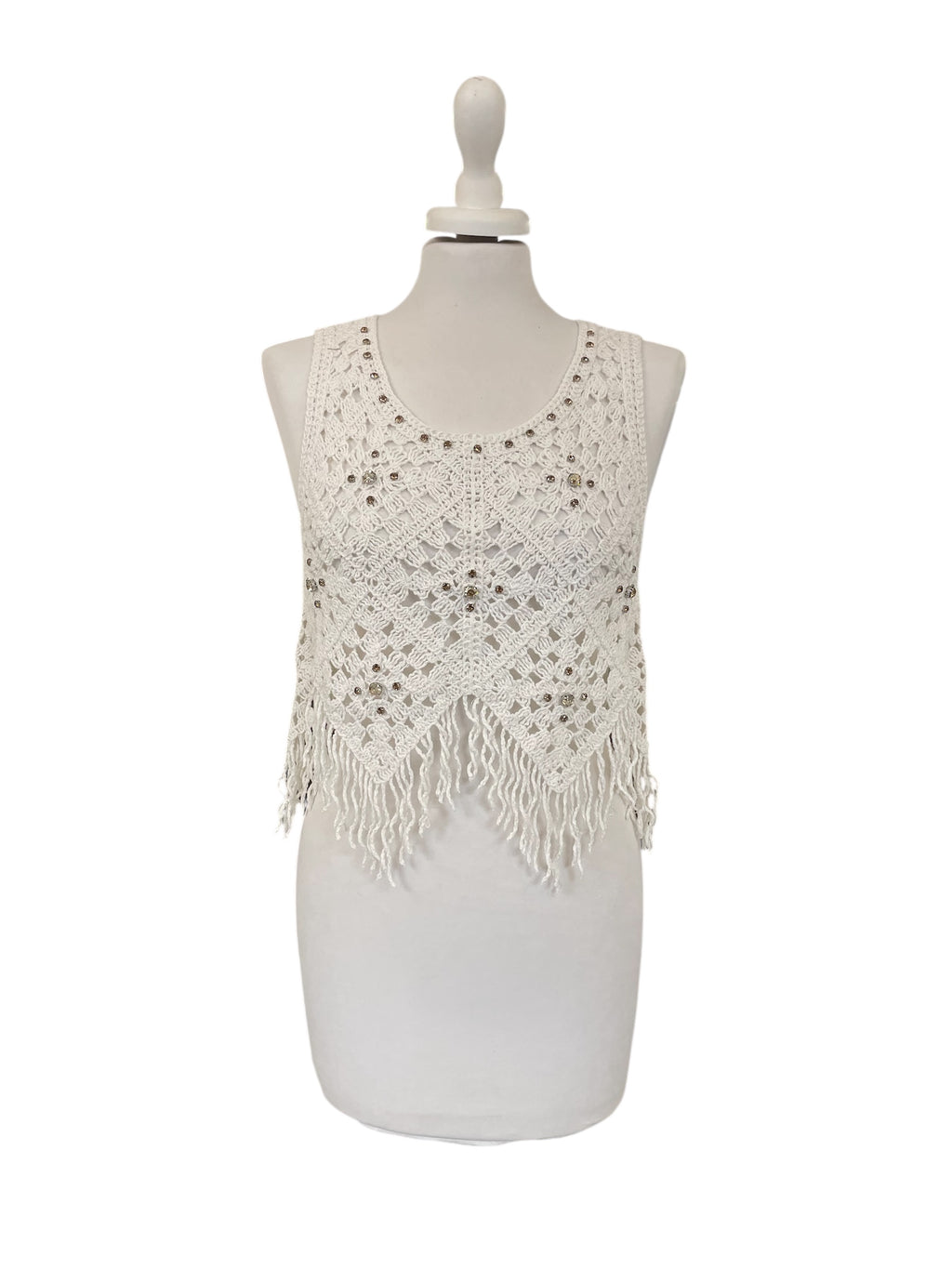 Top macramè con frange