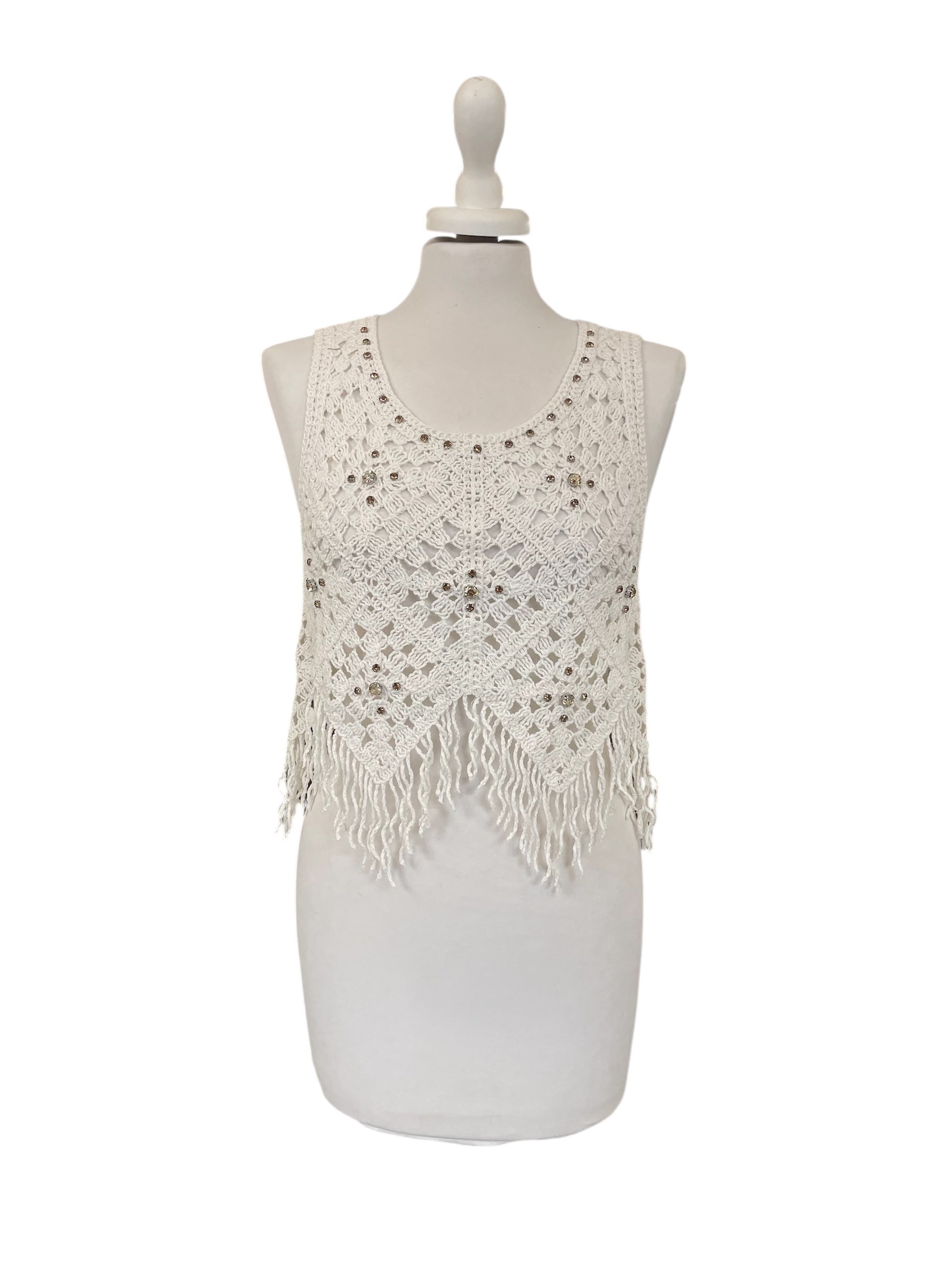 Top macramè con frange