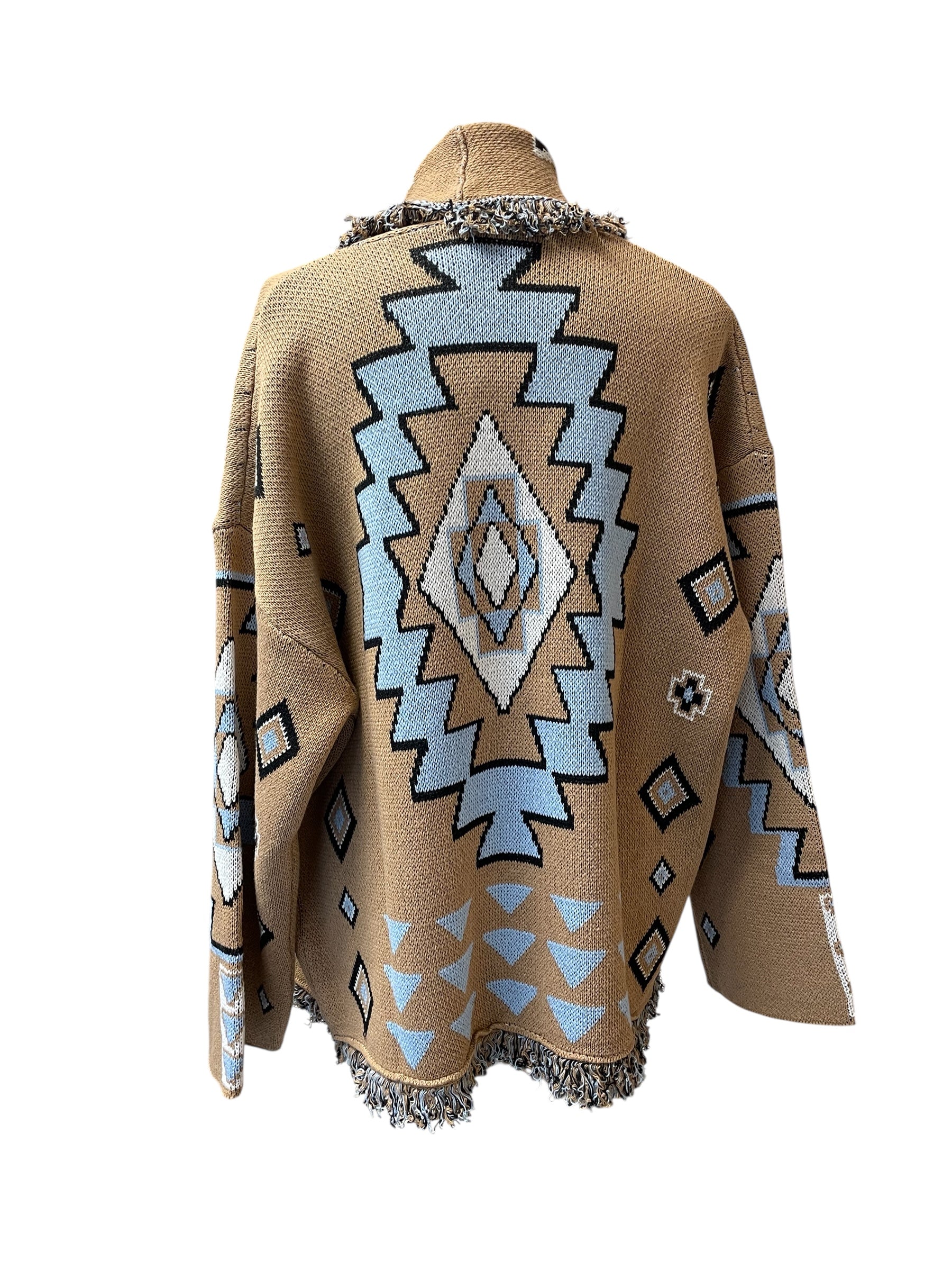 Cardigan alanui camel/azzurro/panna