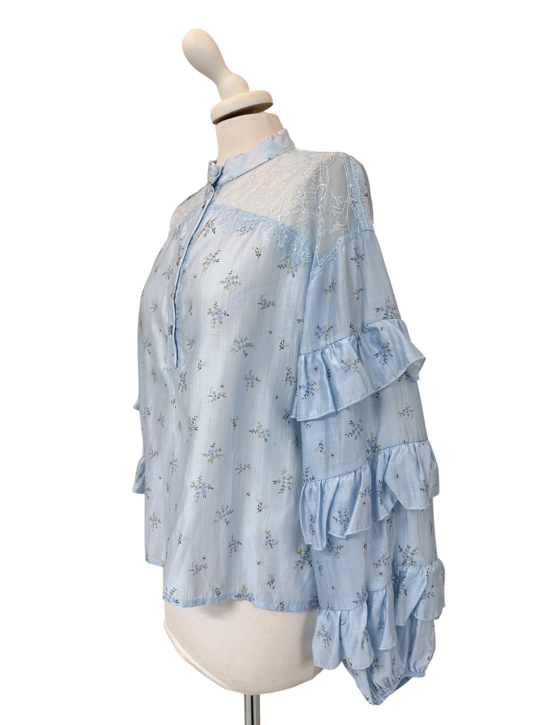 Coreana a fiori manica rouches