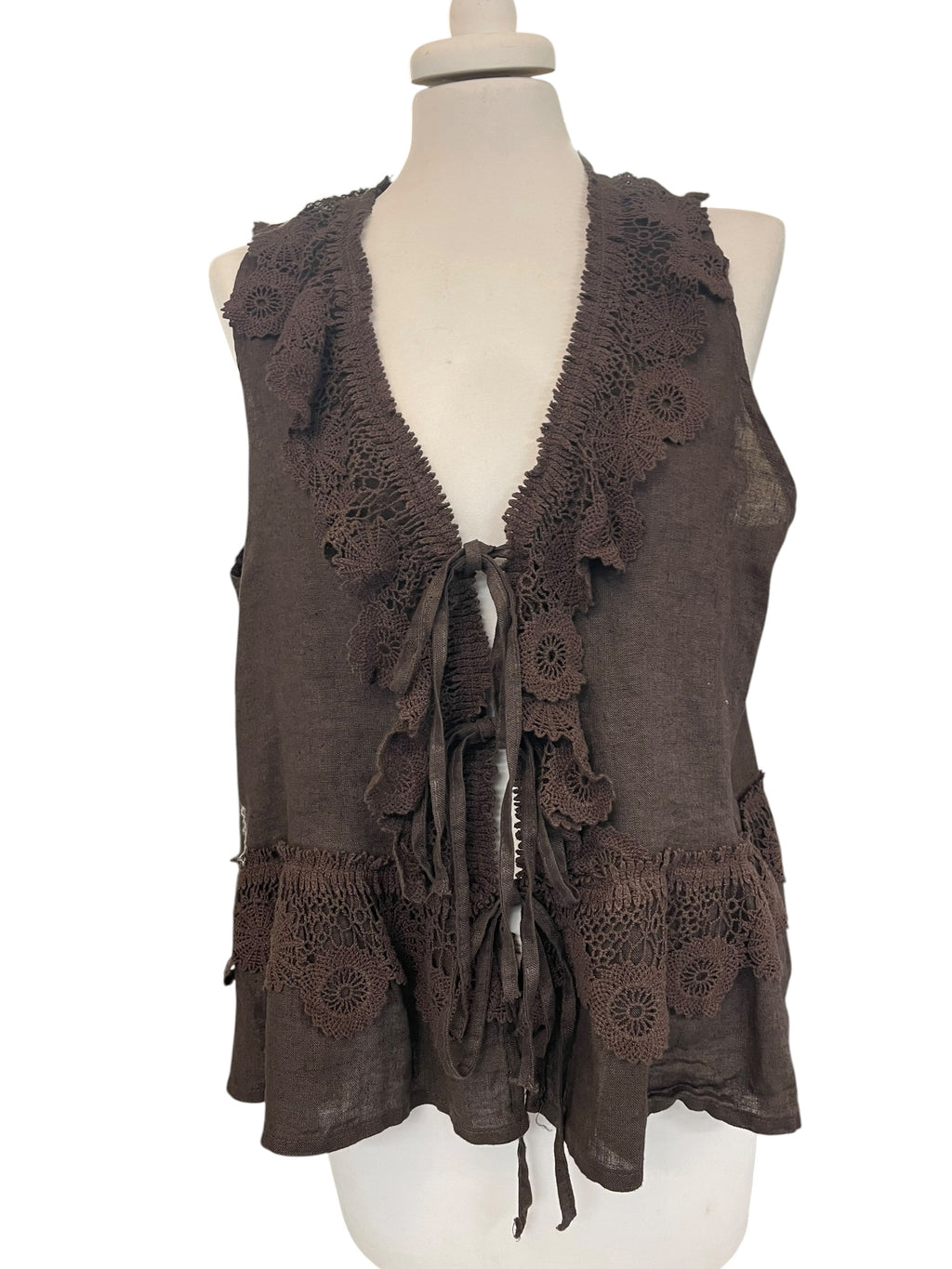 Gilet lino con pizzo variante unica