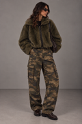 Bomber in ecopelliccia verde