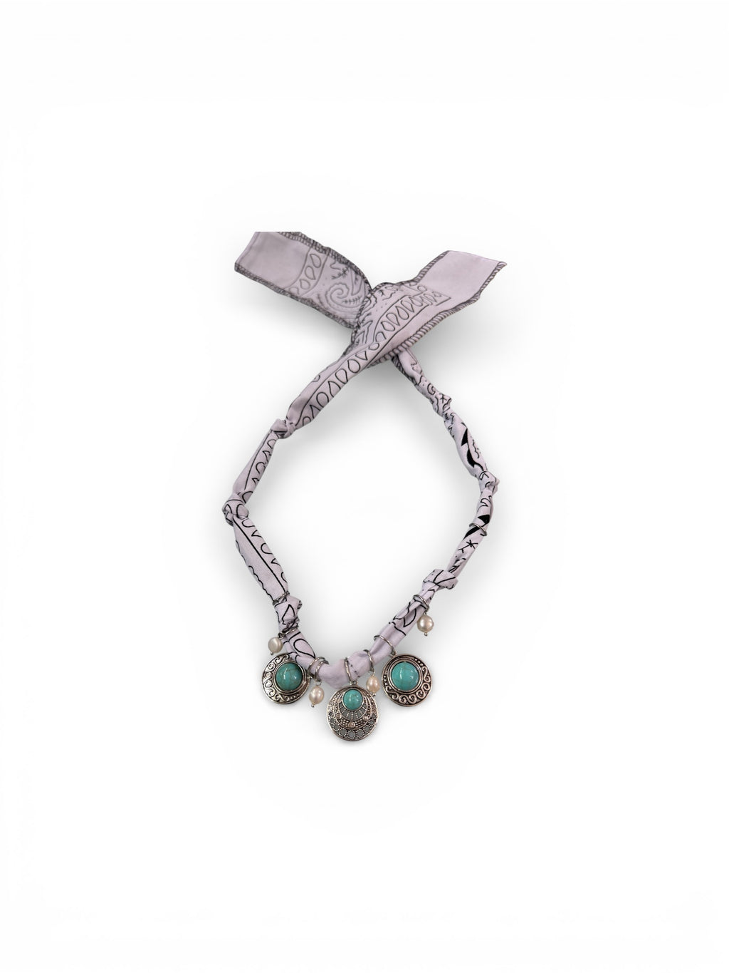 Necklace Bandana bianco/Turchese Rodi