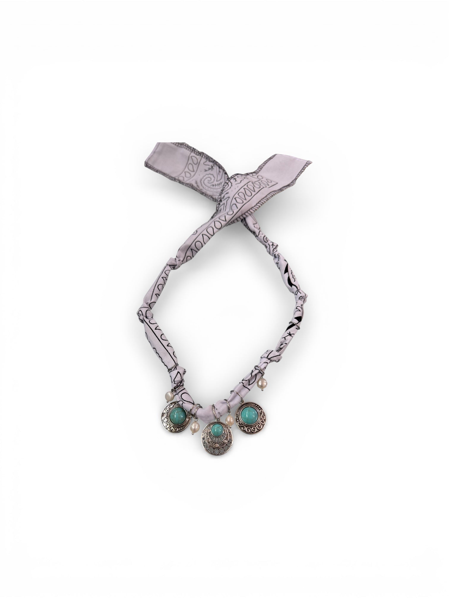 Necklace Bandana bianco/Turchese Rodi