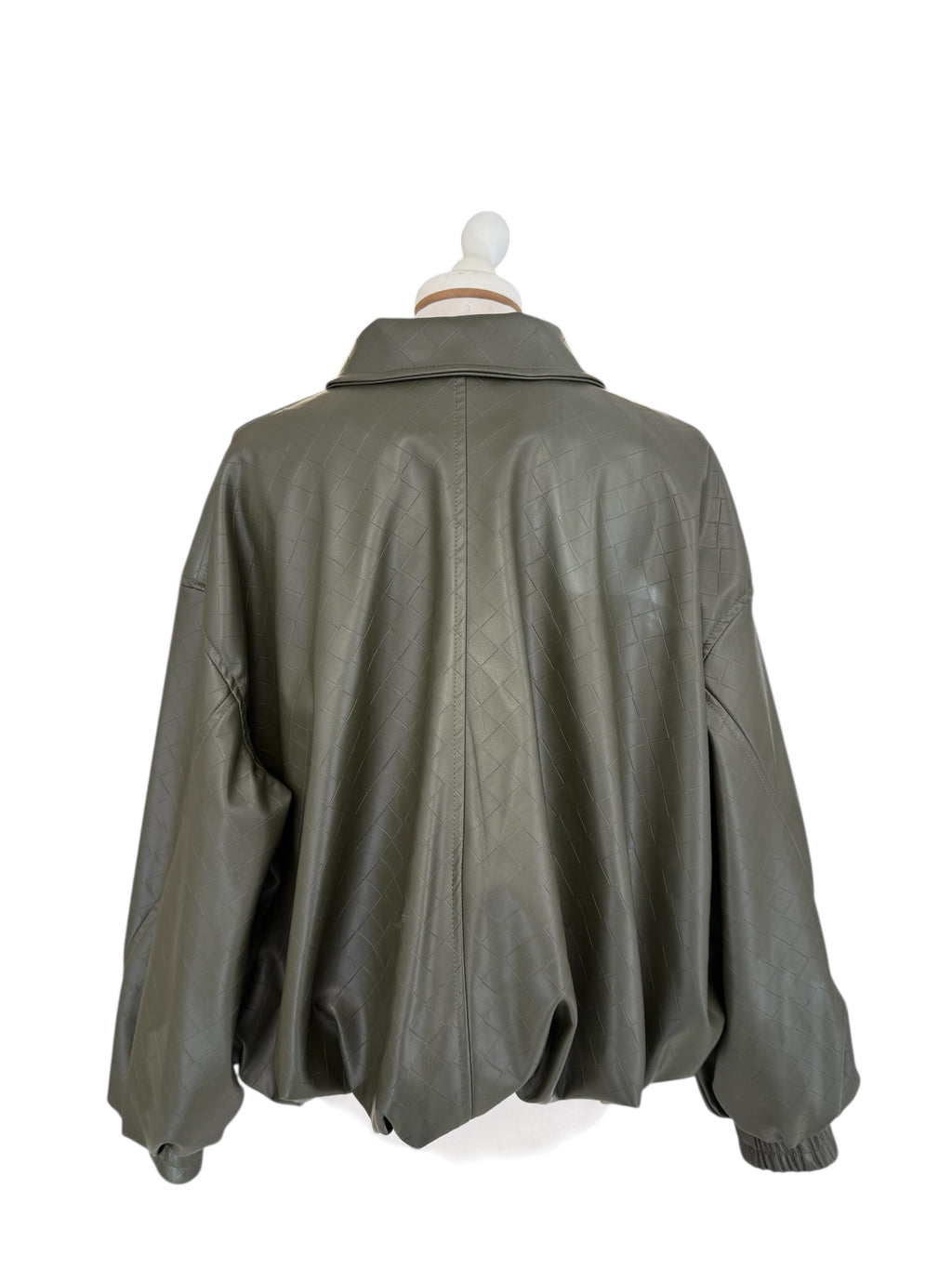 Bomber in ecopelle intrecciata verde