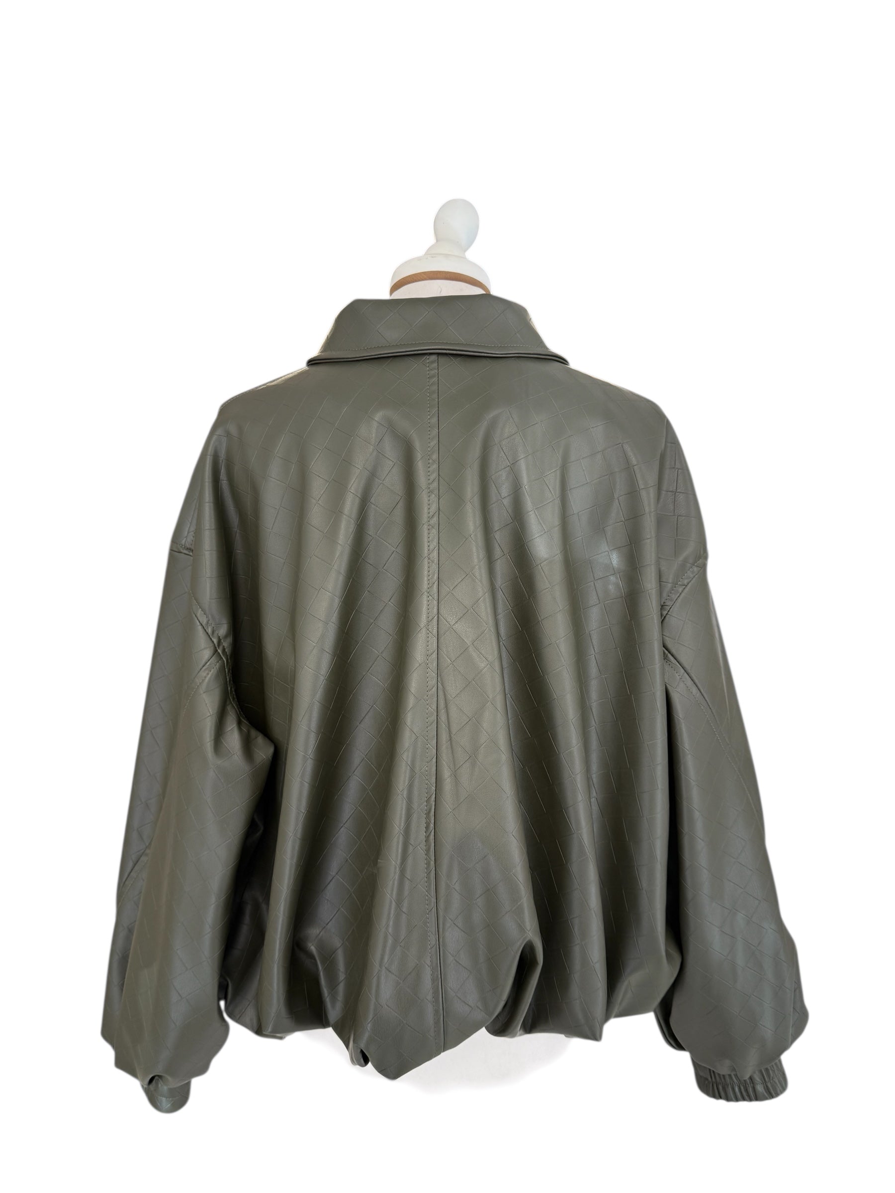 Bomber in ecopelle intrecciata verde