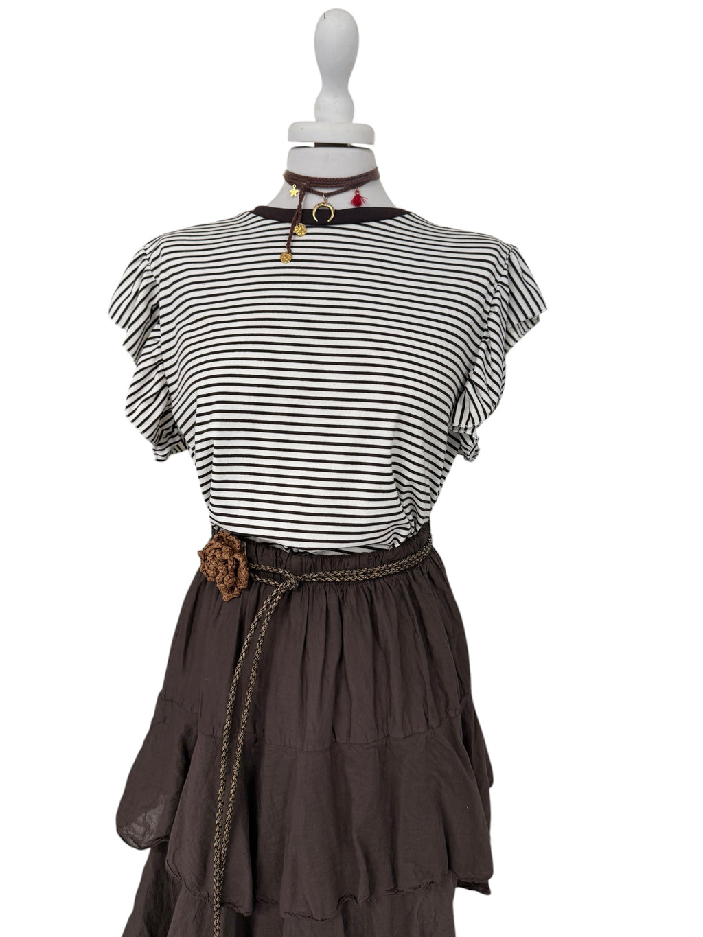 T-shirt righe con rouches