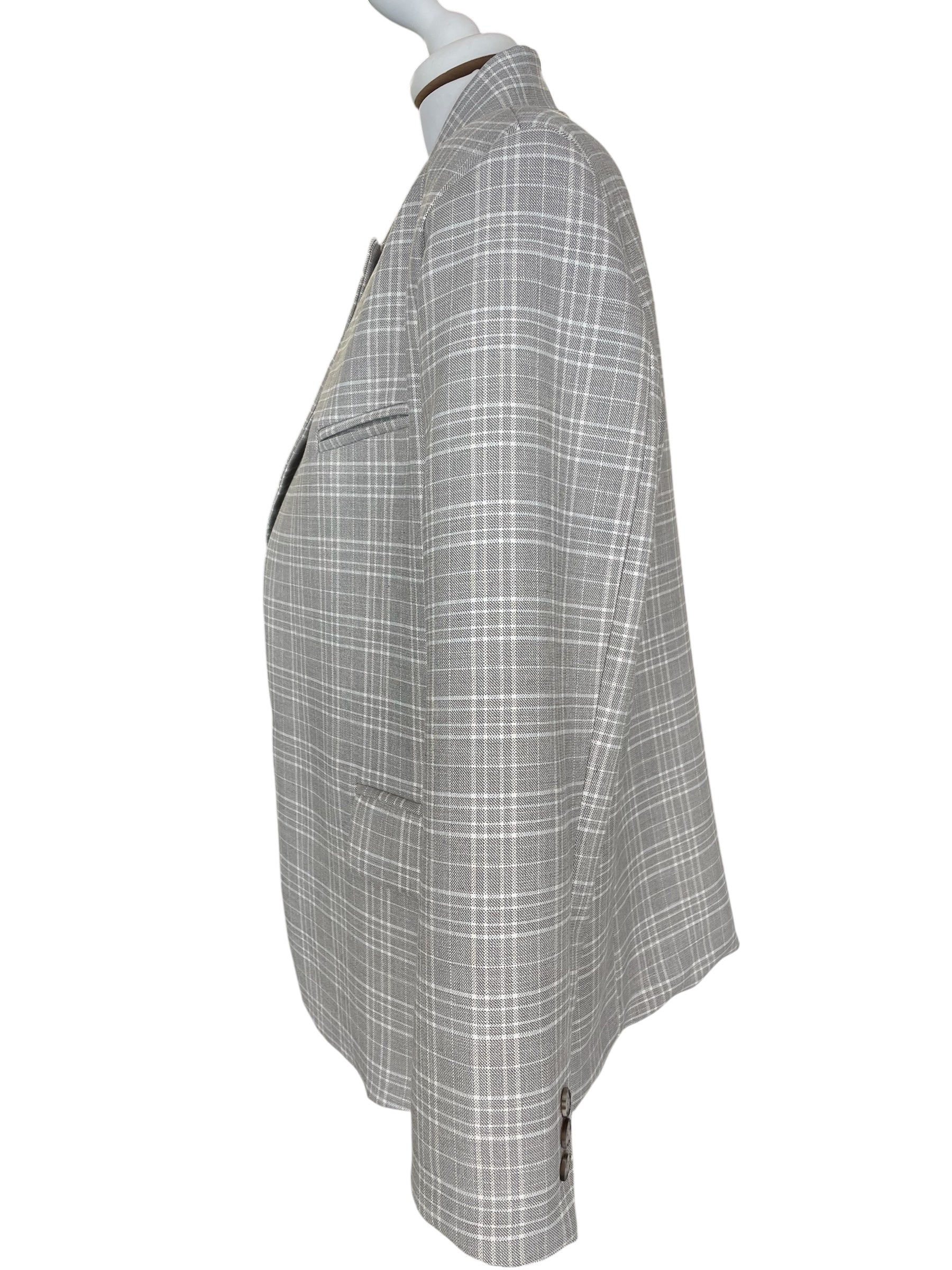 Blazer allacciatura asimmetrica check
