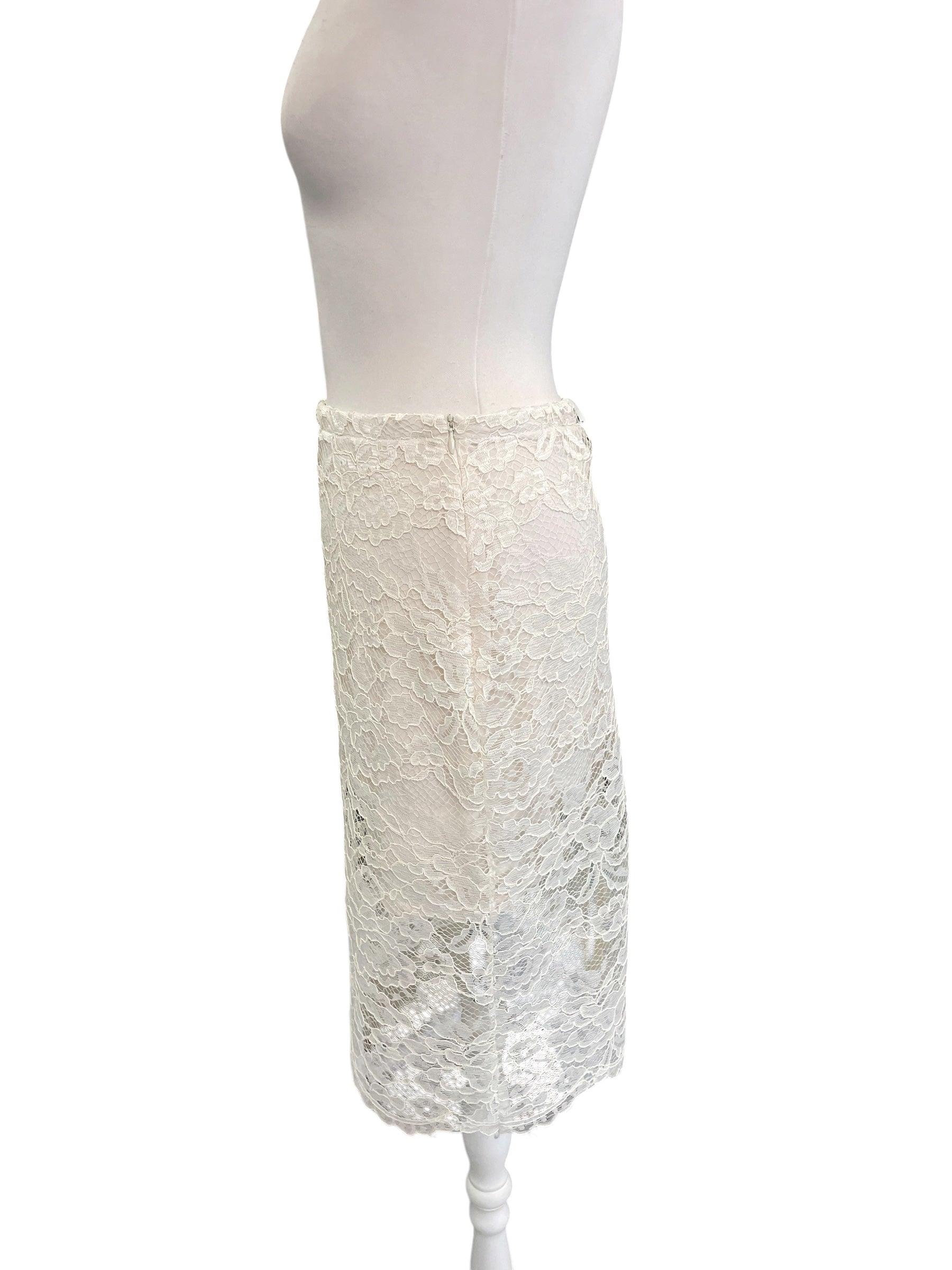 Gonna panna pizzo N20074AT-PE26 elastico vita con zip