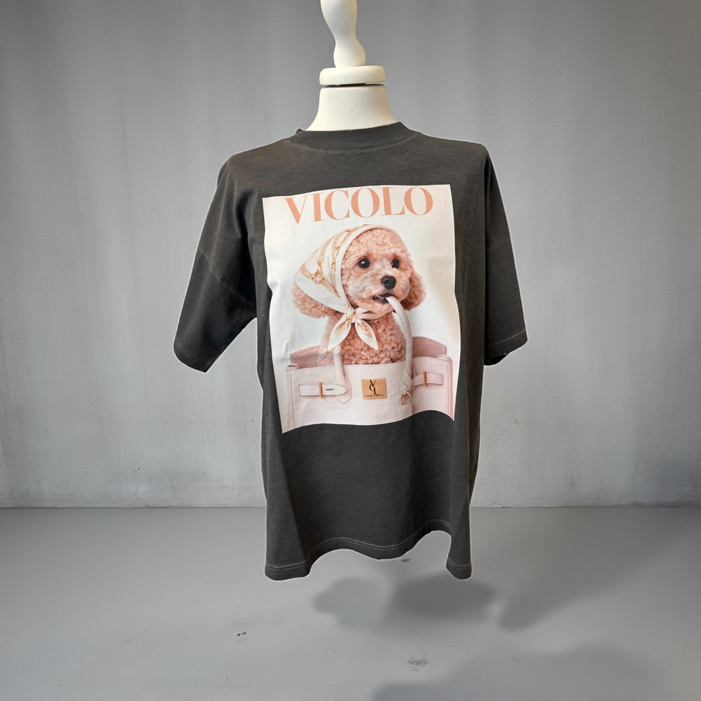 T-shirt grigio stampa