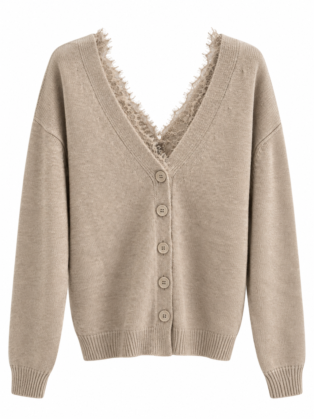 Maglia scollo V davanti e dietro con pizzo
