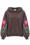 Felpa zip moro ricamo