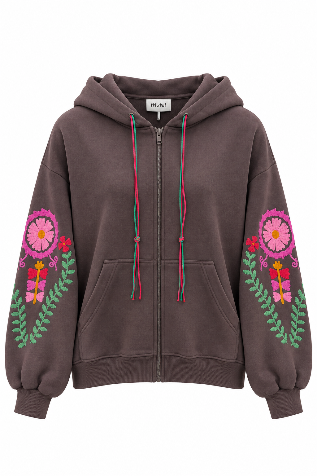 Felpa zip moro ricamo