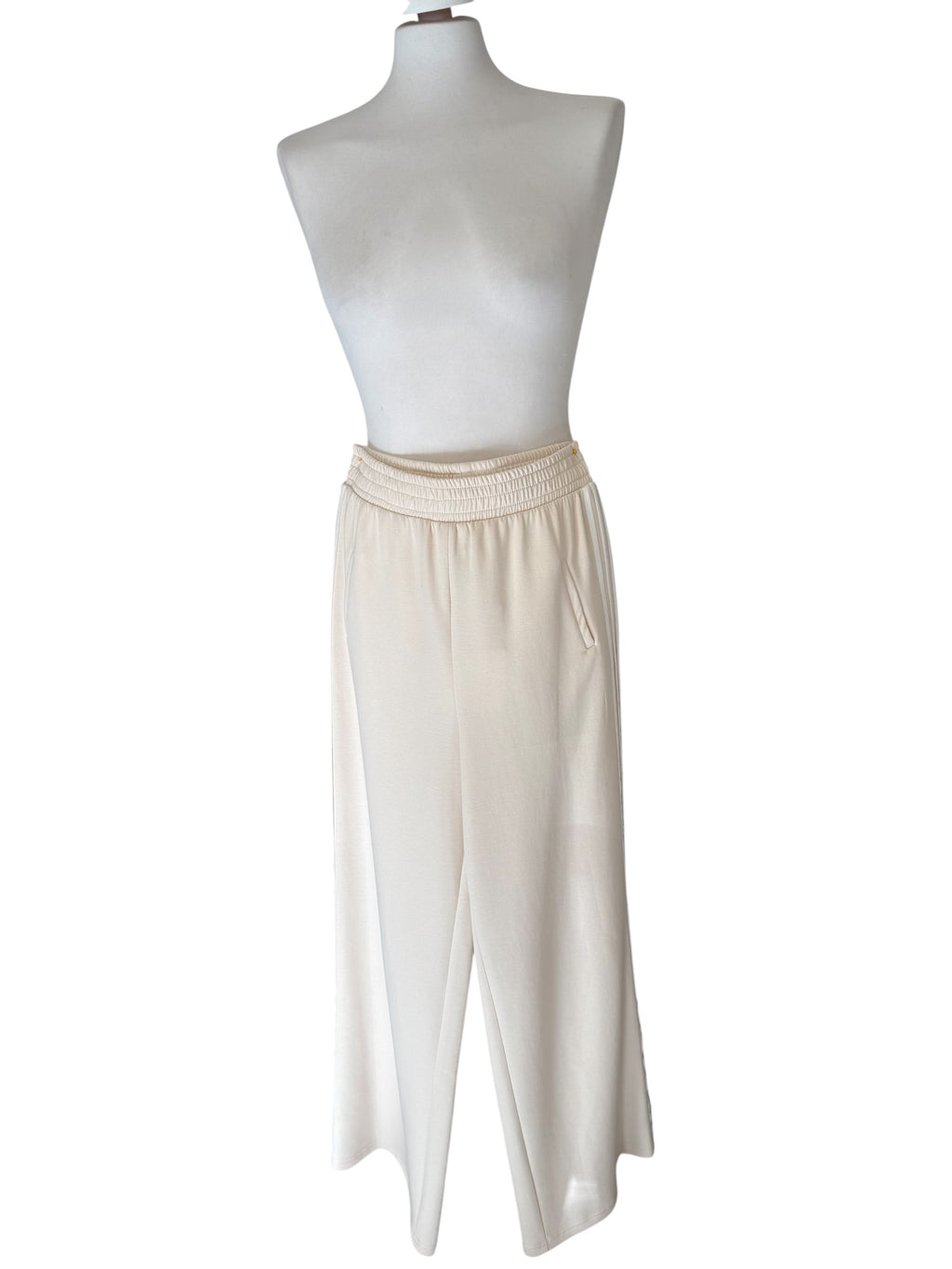 Pantalone crema banda laterale