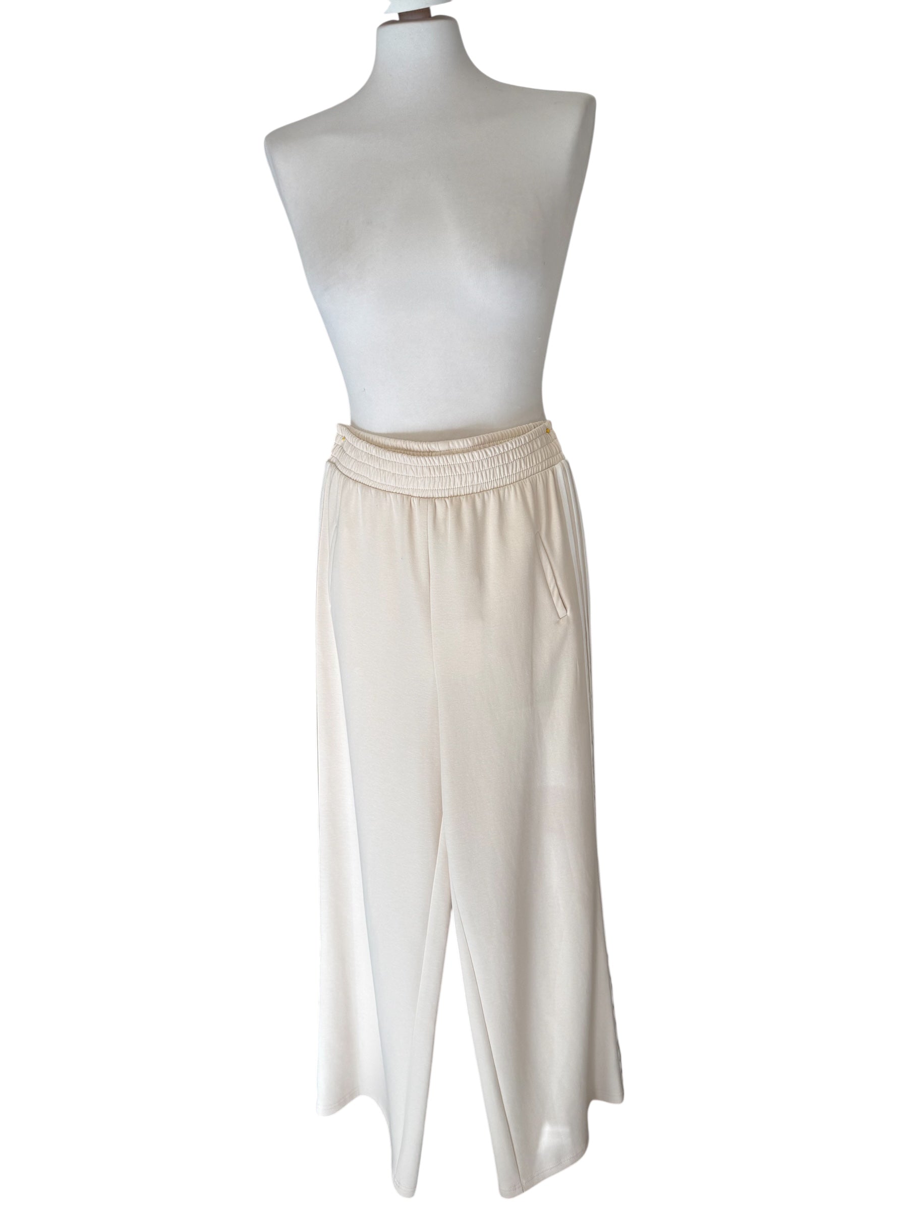 Pantalone crema banda laterale