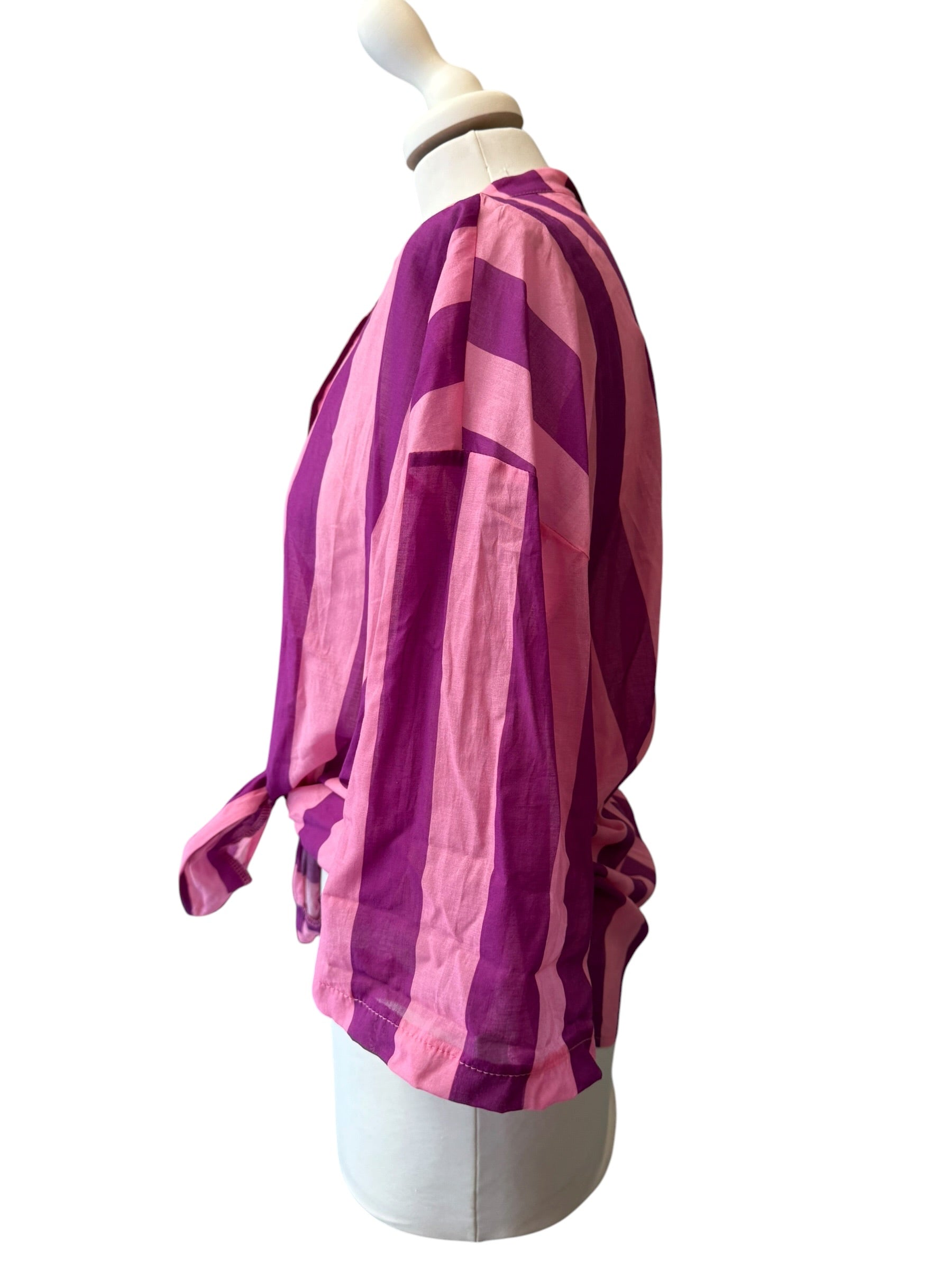 Camicia rigata rosa/viola