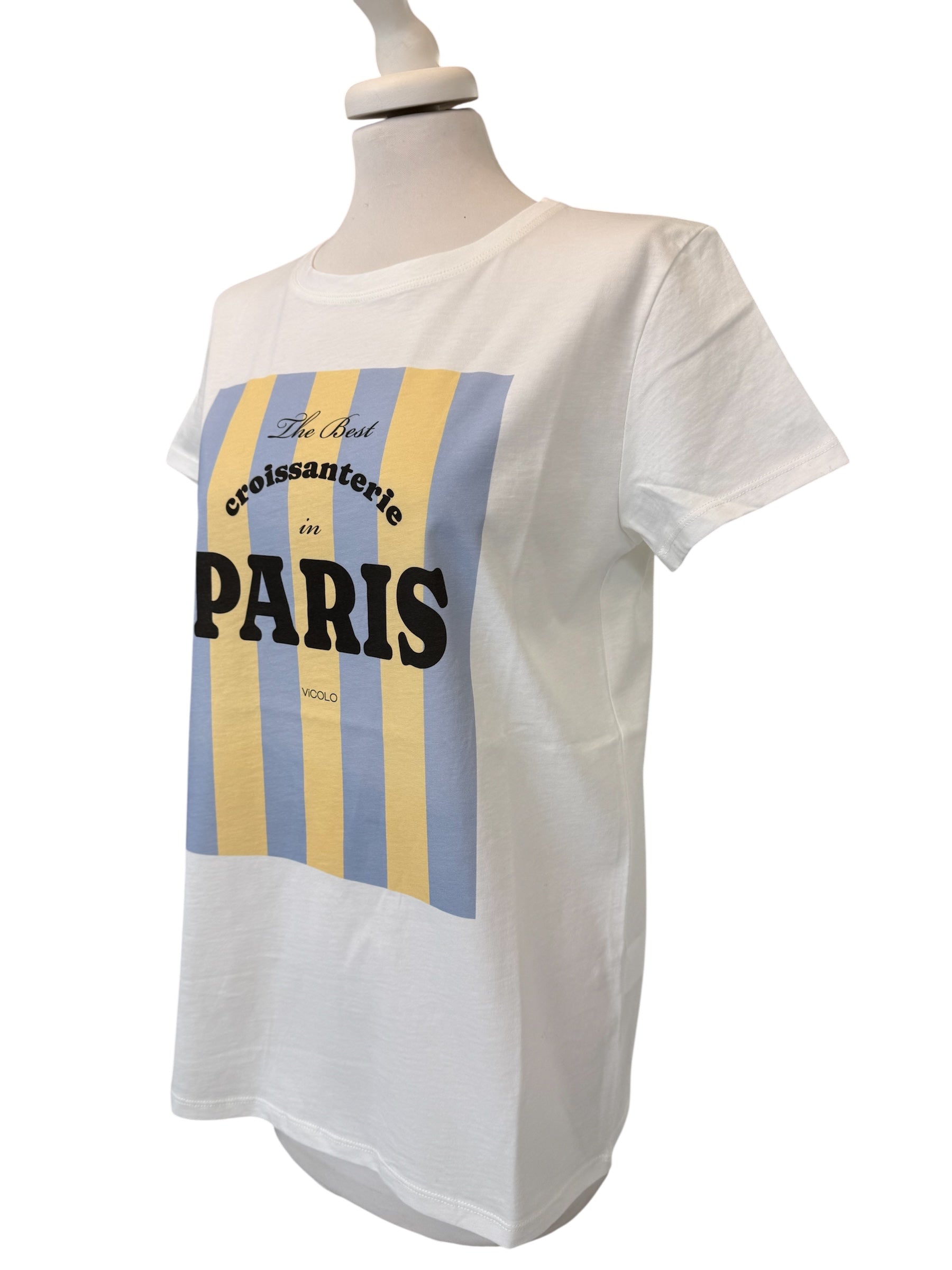 T-shirt bianca stampa Paris