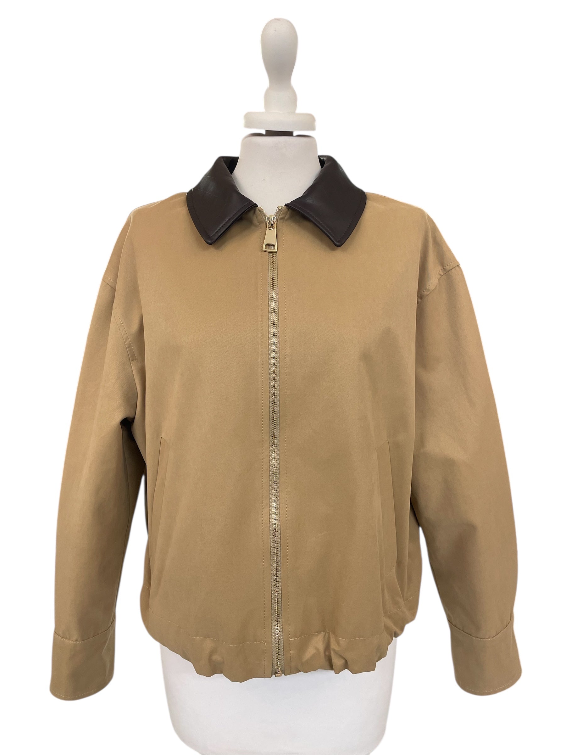 Bomber collo in ecopelle