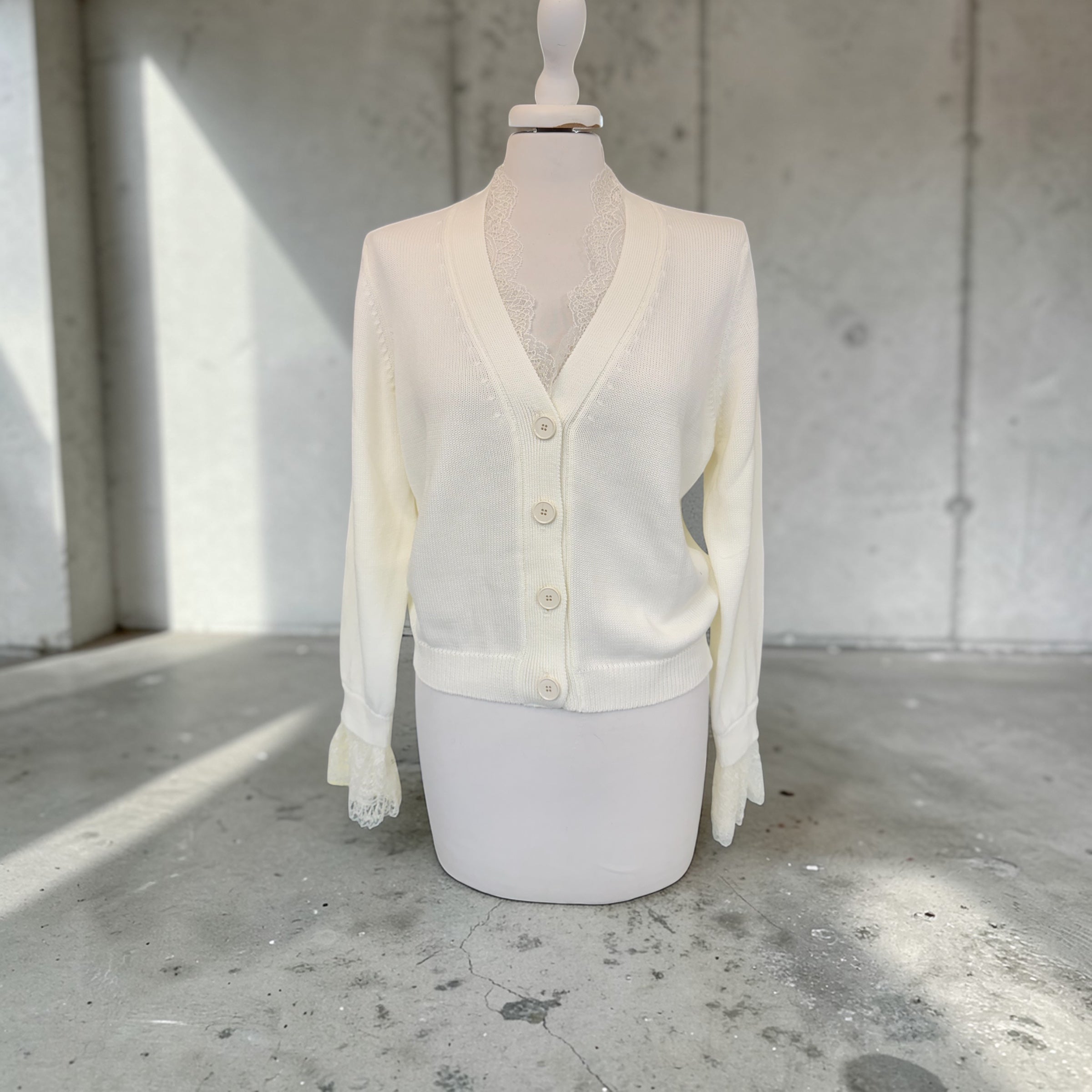 Cardigan pizzo panna
