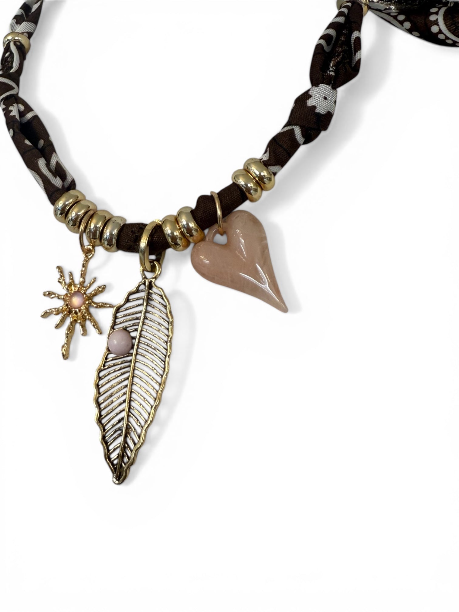 Necklace bandana moro / piuma rosa