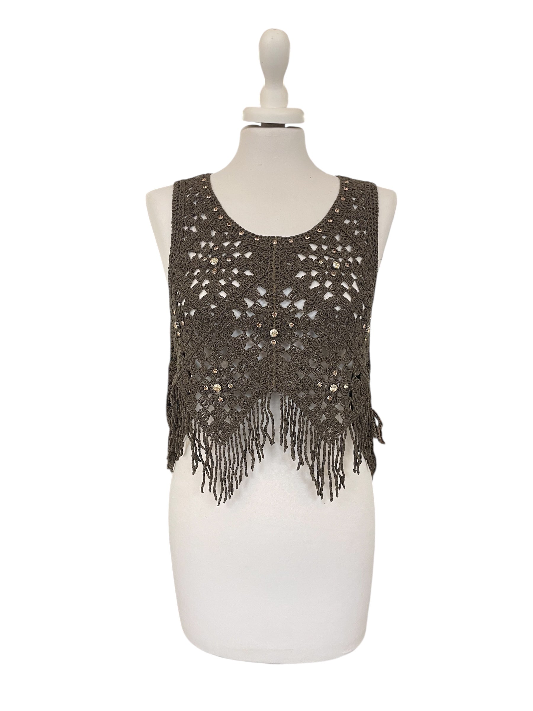Top macramè con frange