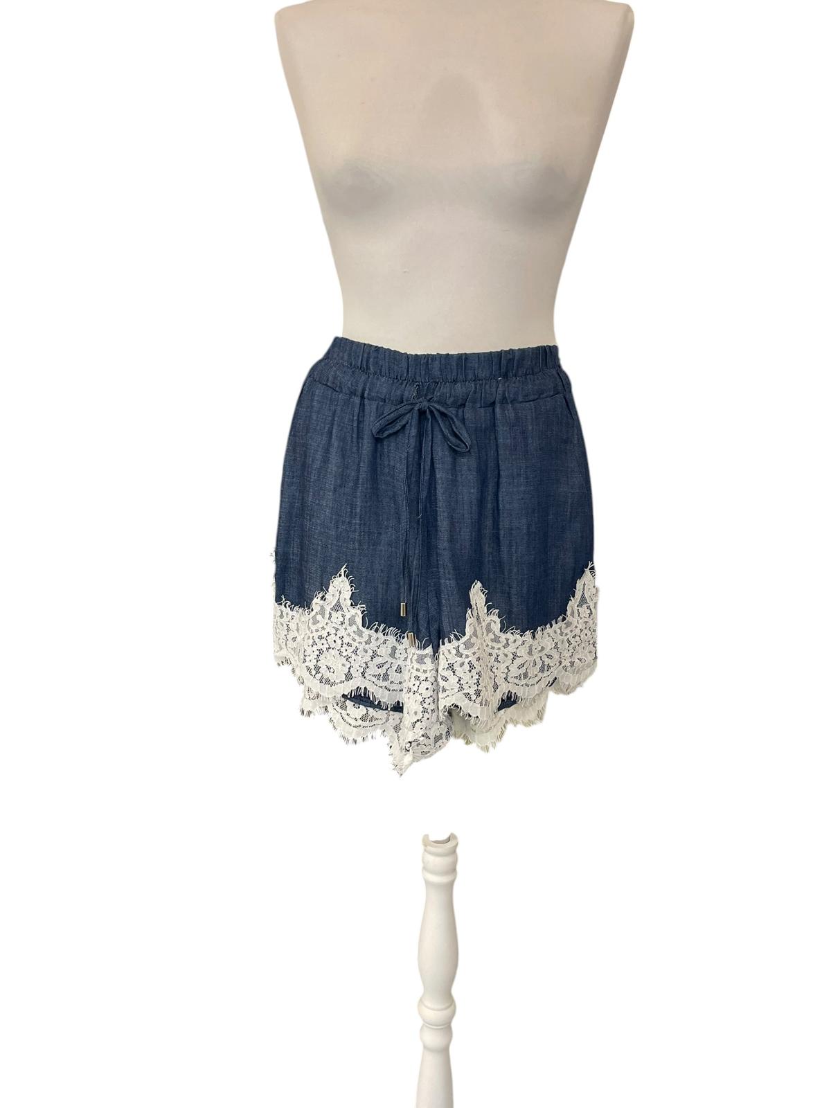 Pantaloncino denim pizzo