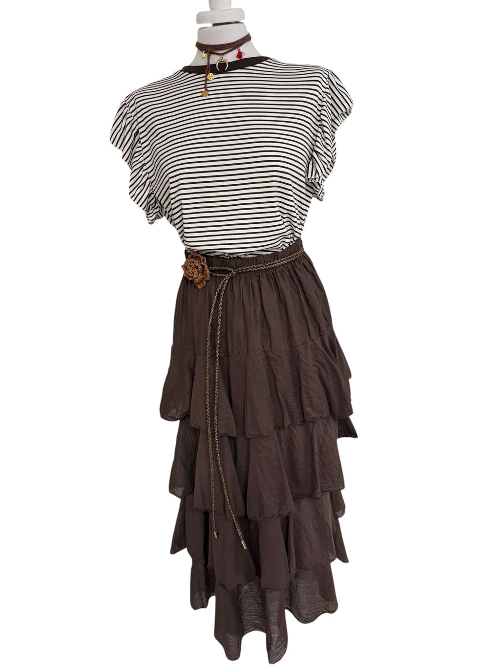 T-shirt righe con rouches