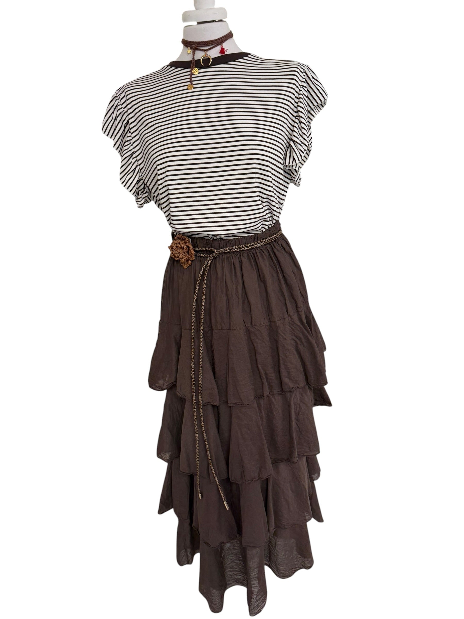 T-shirt righe con rouches
