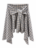 Gonna check nodo camicia beige/grigio/panna