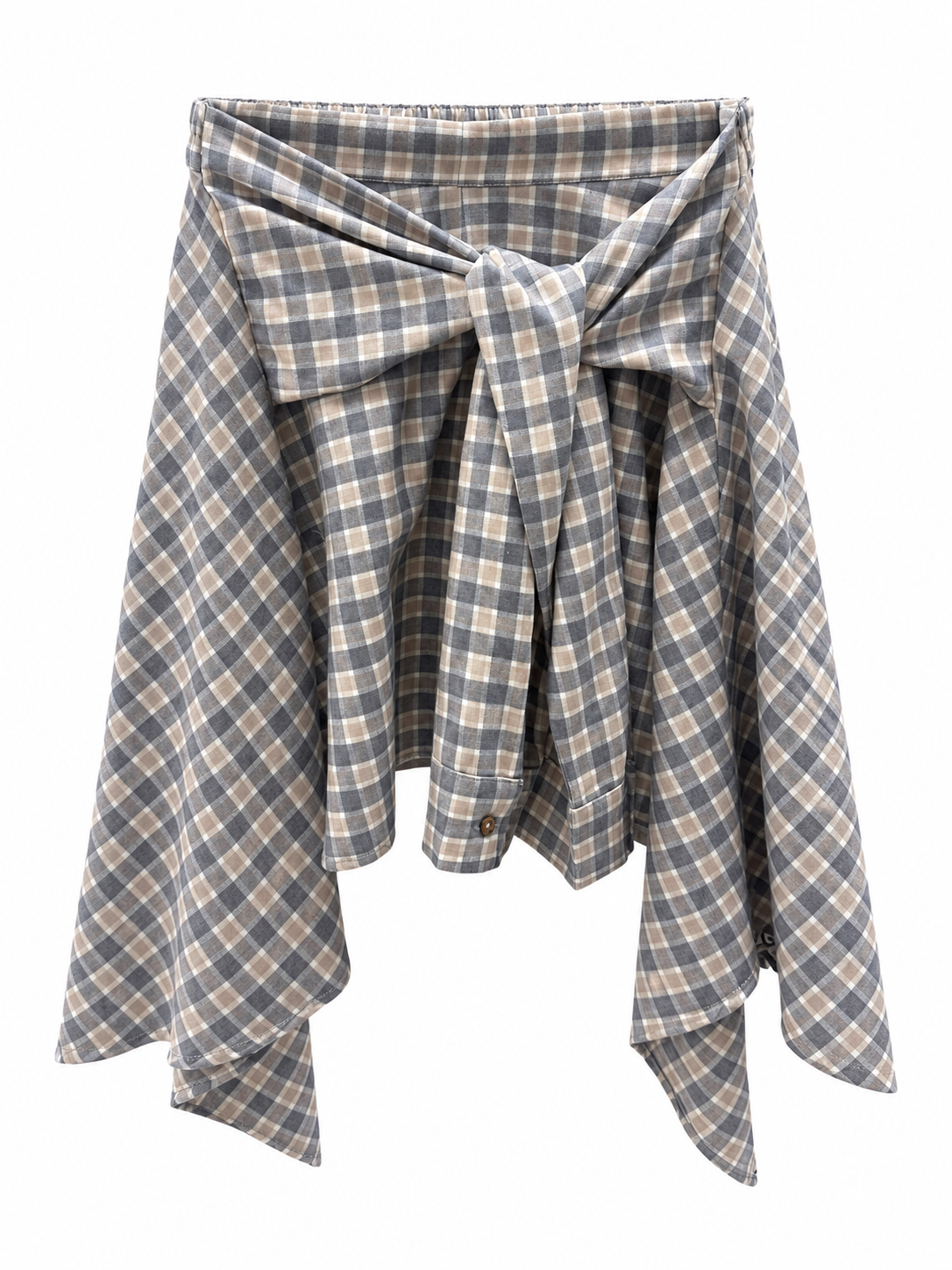 Gonna check nodo camicia beige/grigio/panna