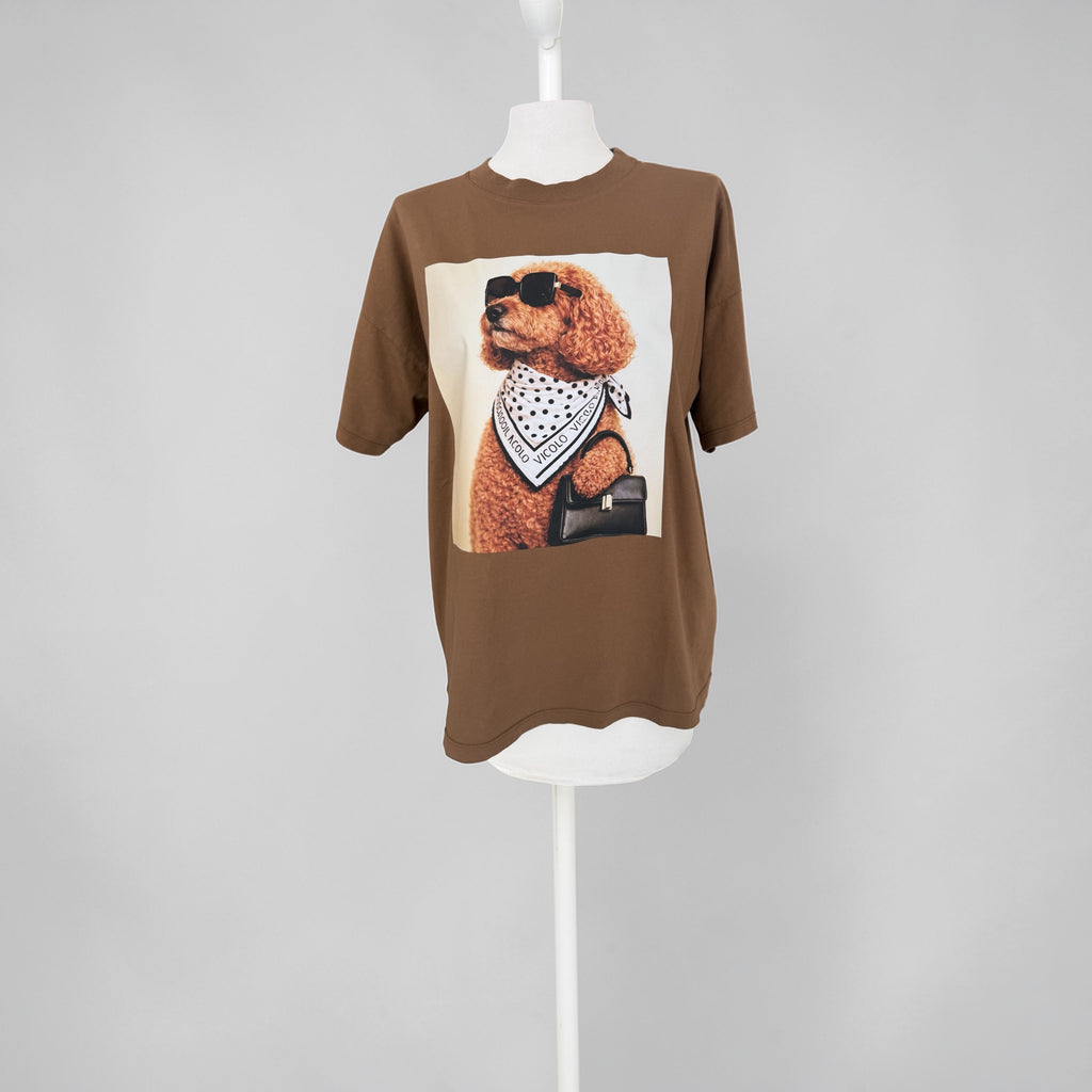 T-shirt over marrone barboncino
