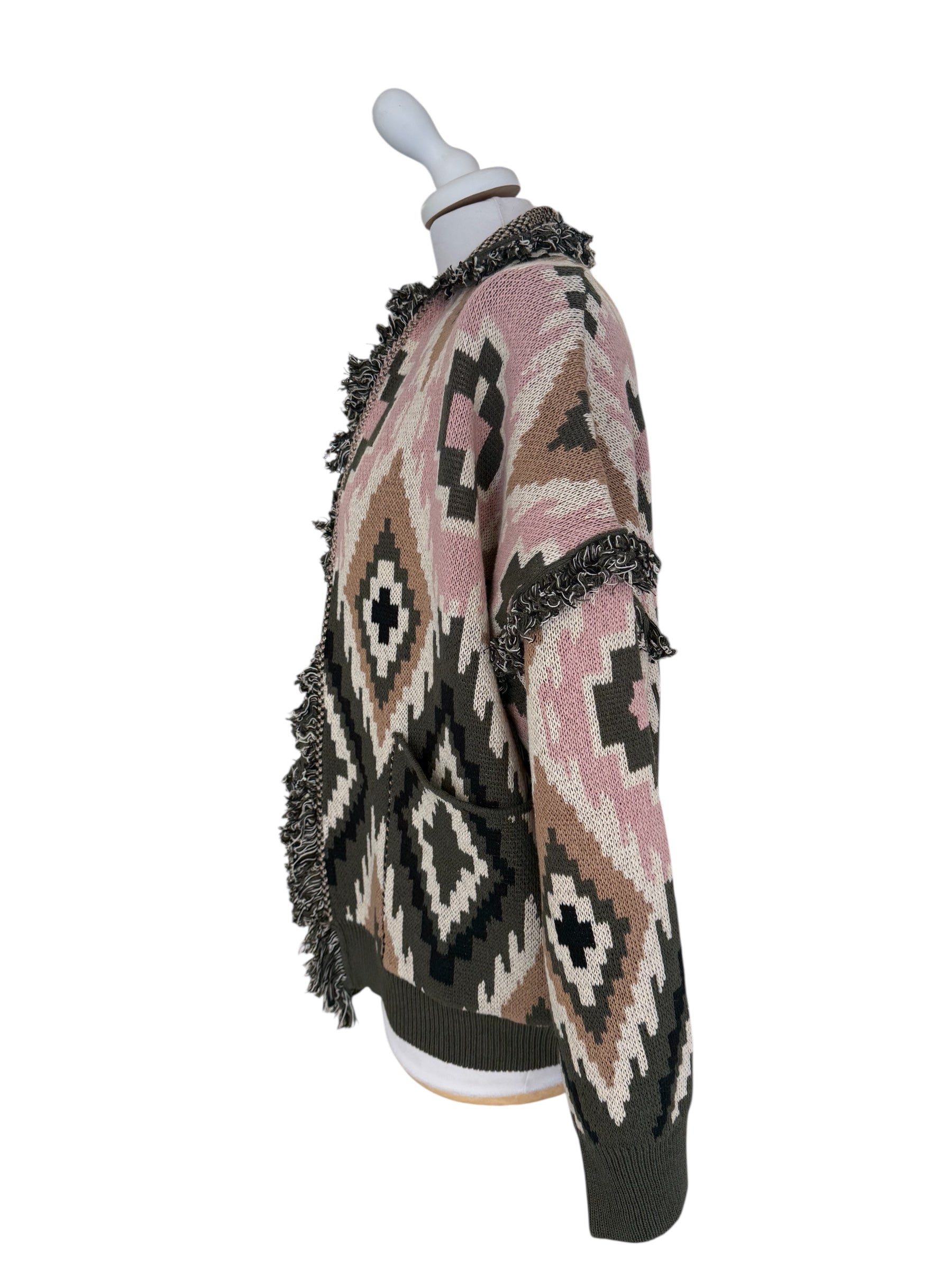 Cardigan alanui rosa/verde/camel