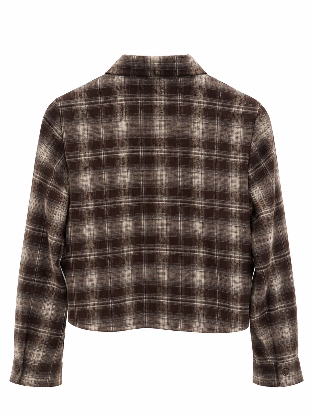 Camicia check crop panna/moro
