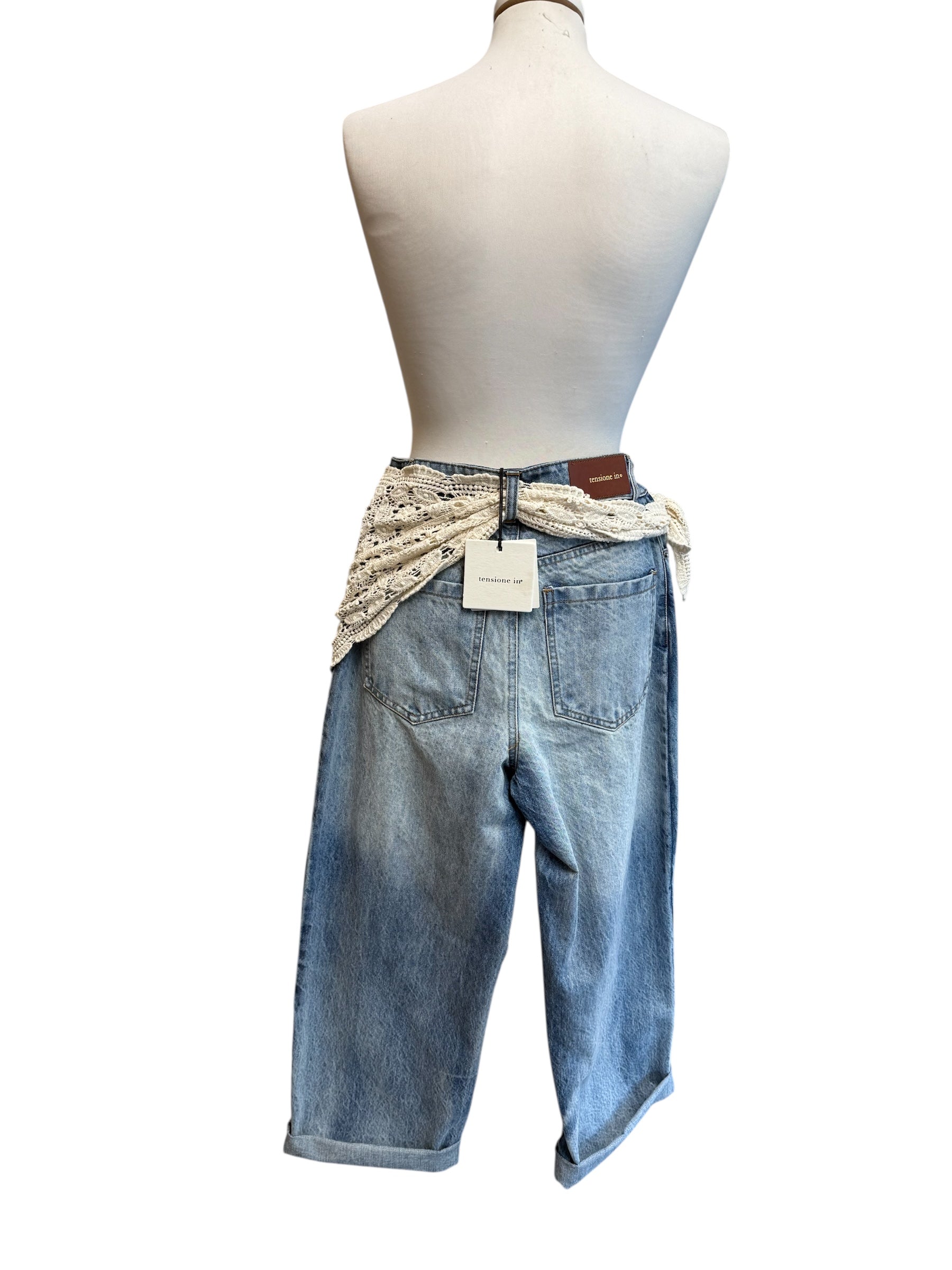 Jeans dritto CP646 + bandana macrame