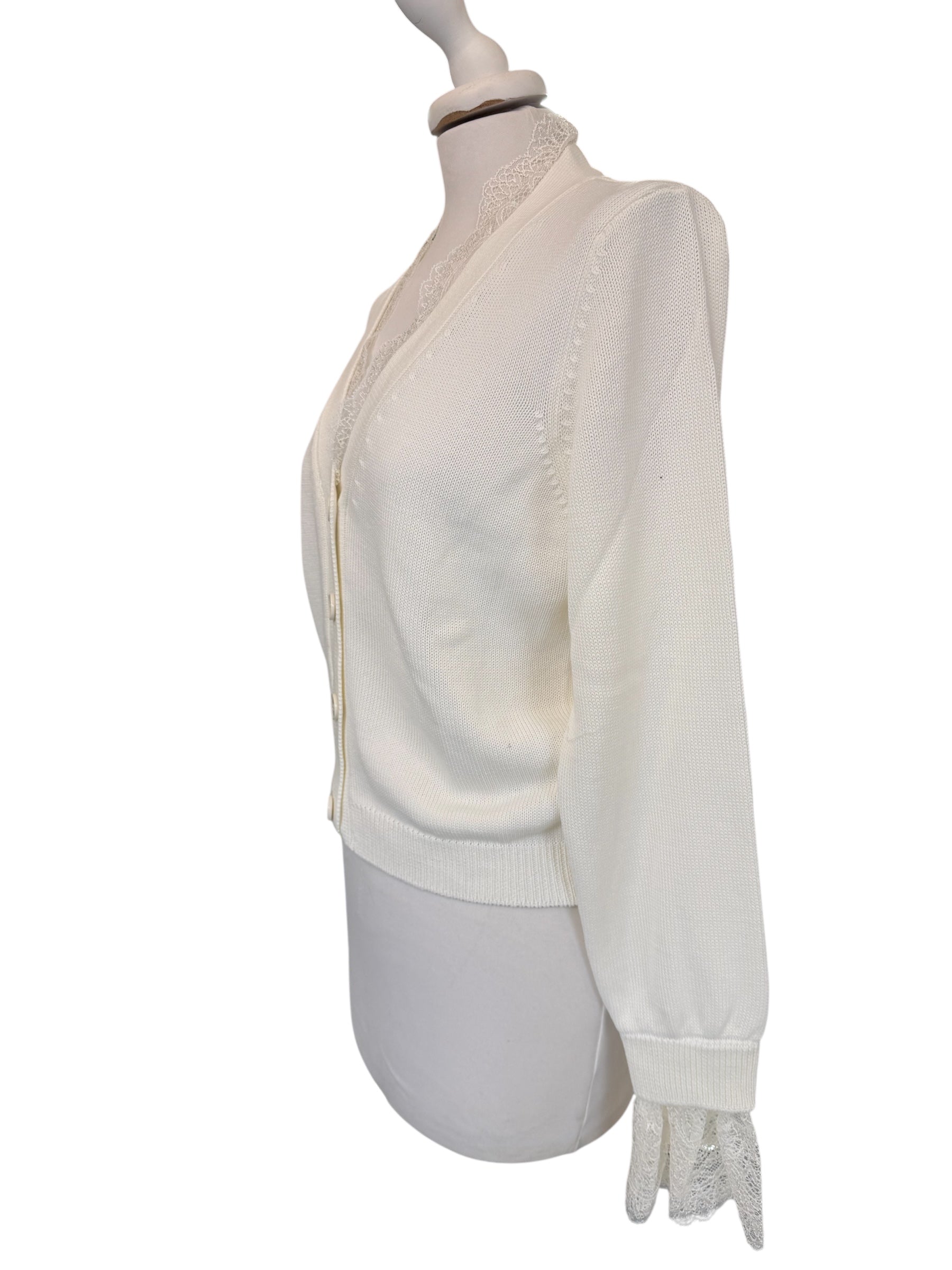 Cardigan pizzo panna