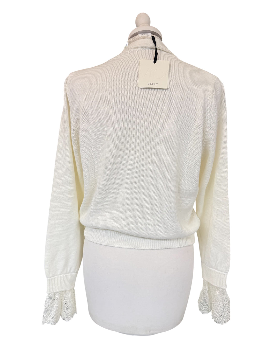 Cardigan pizzo panna