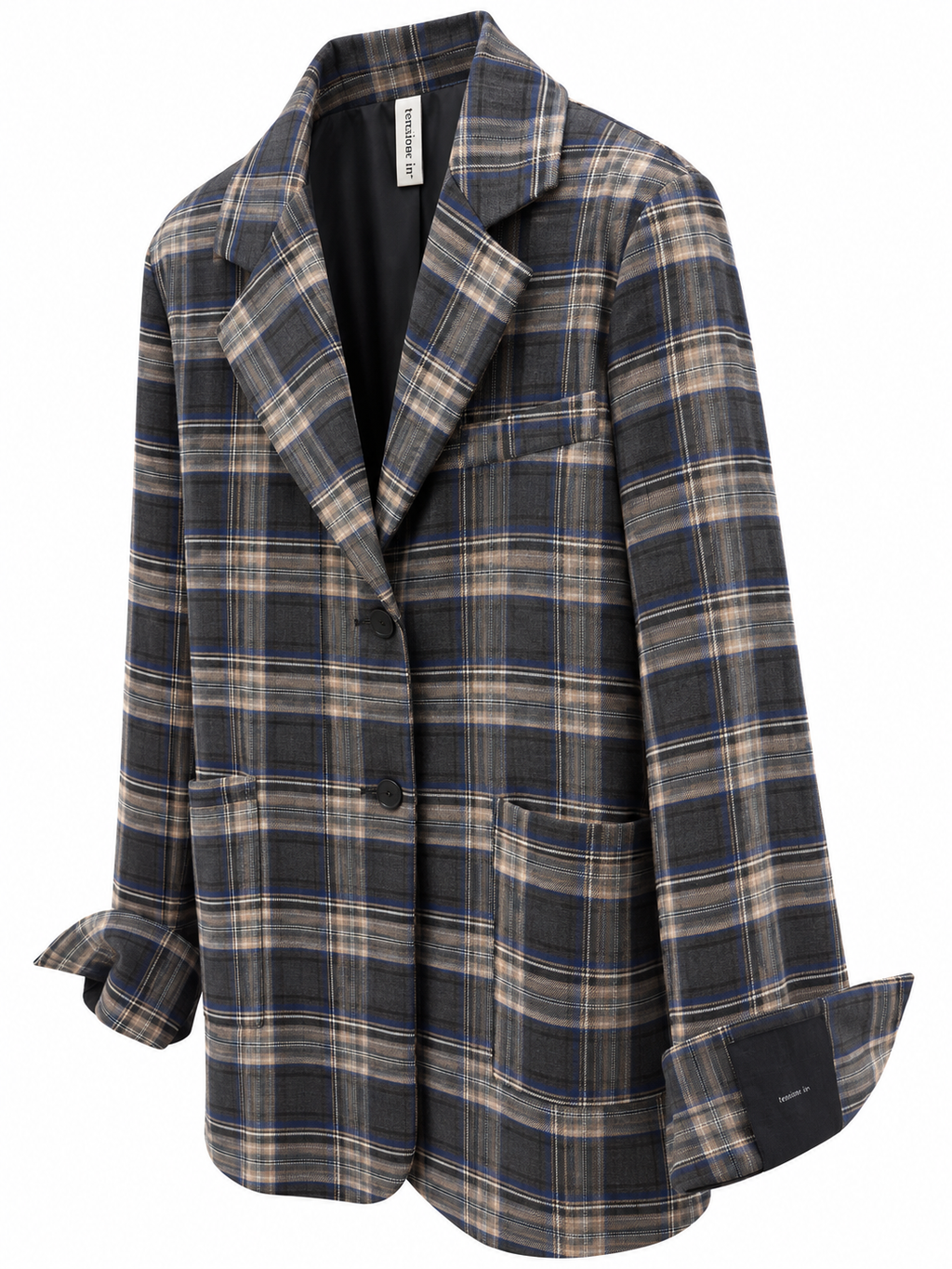 Giacca check over con manica larga