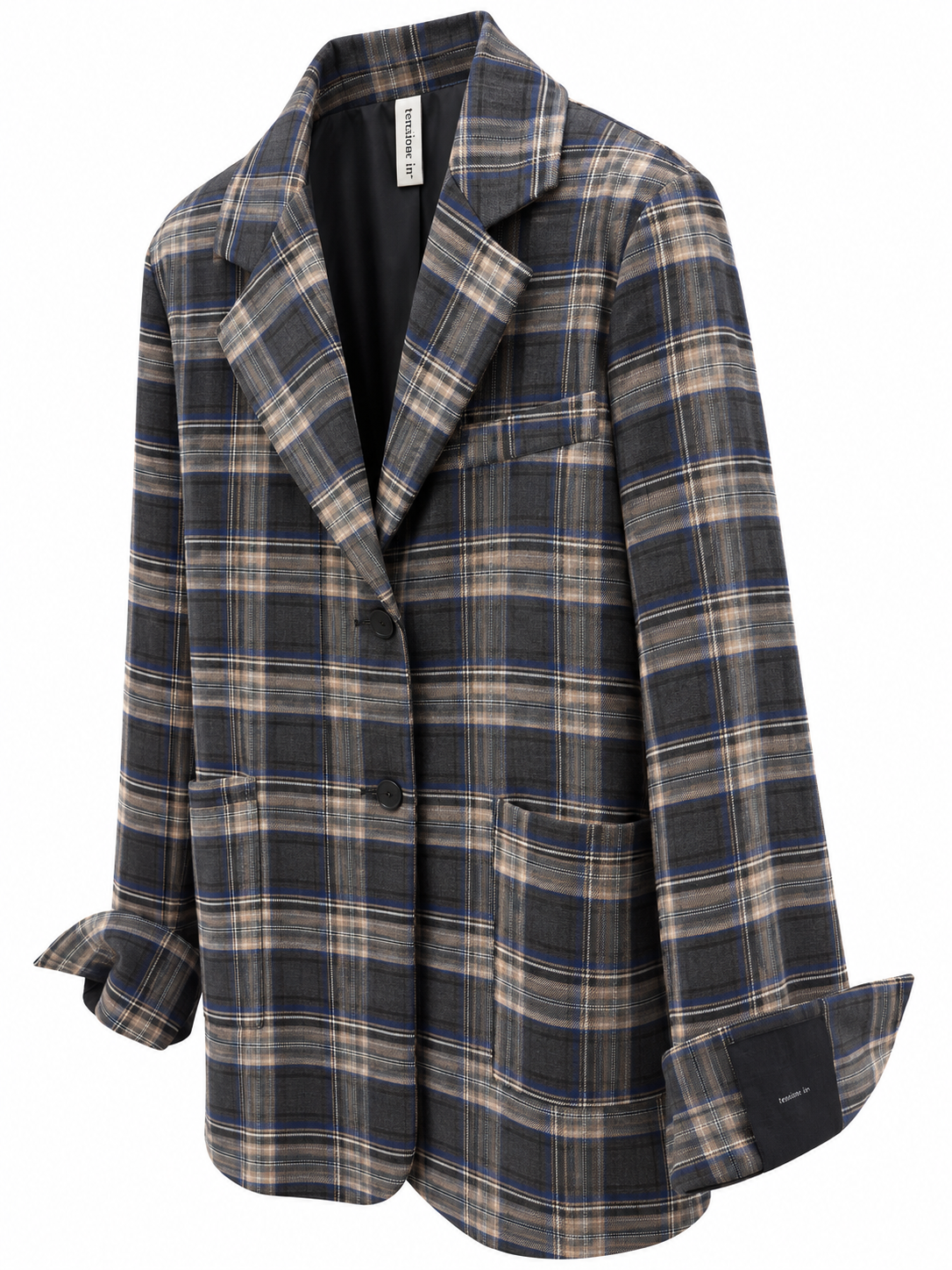 Giacca check over con manica larga