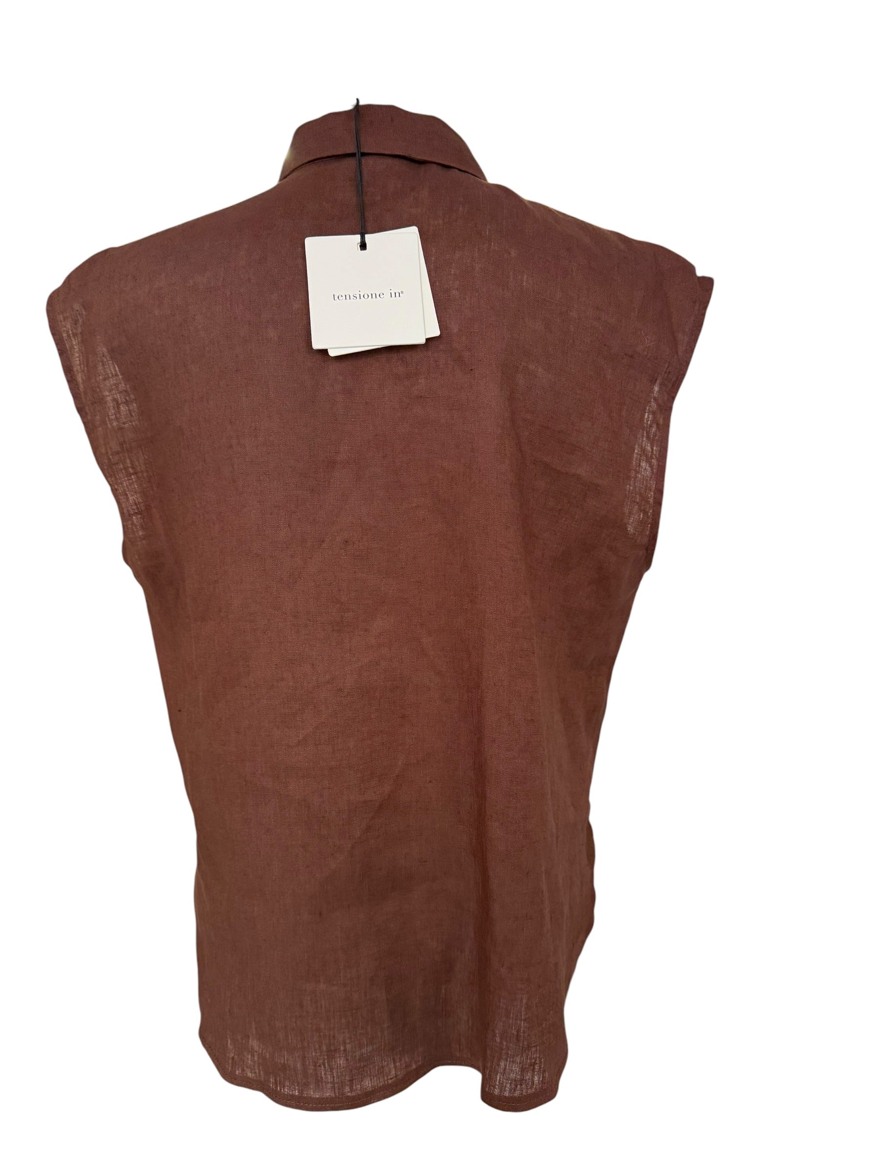 Camicia in lino con taschino in paiettes