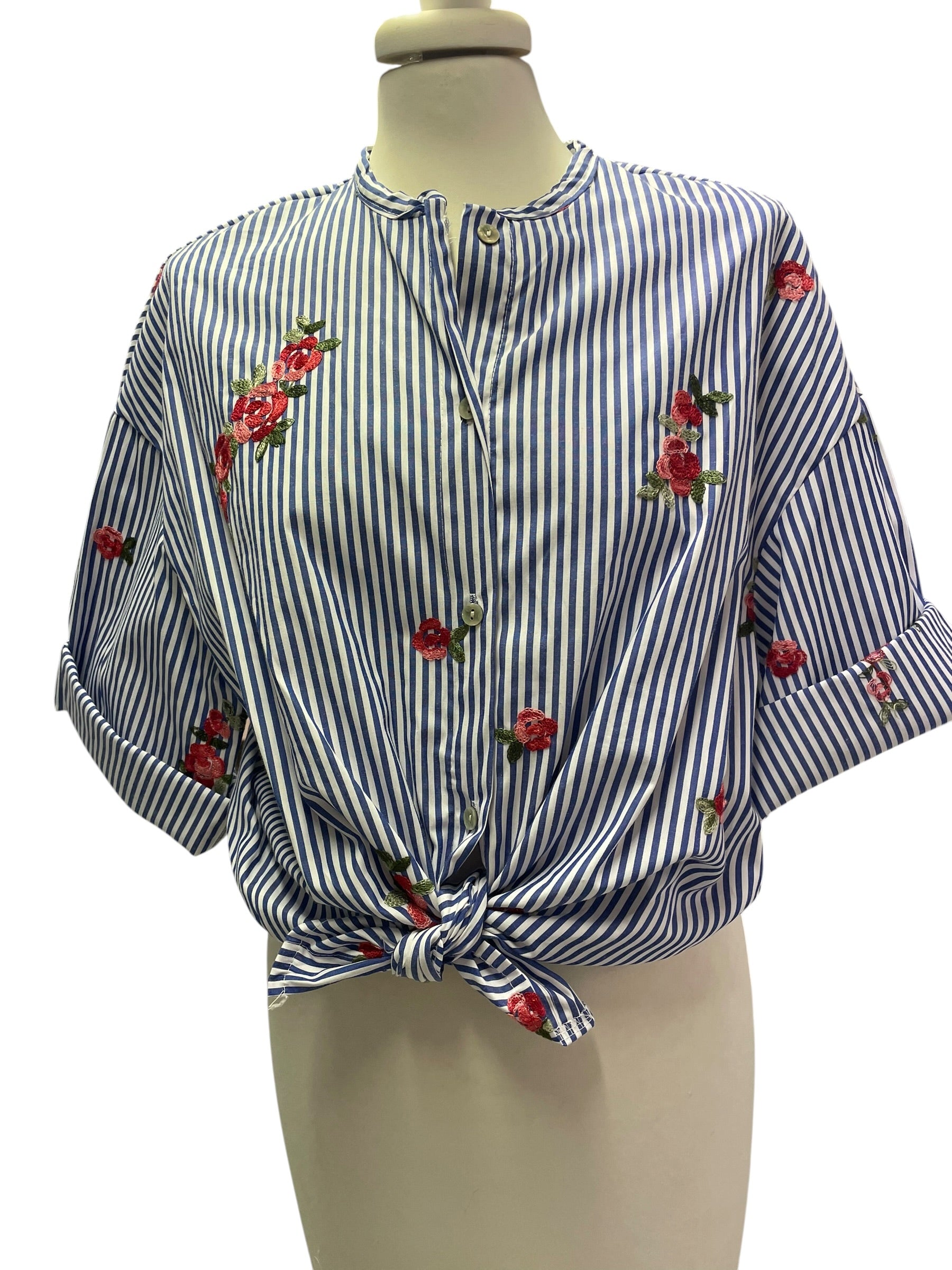 Camicia gessata ricamata taglia unica