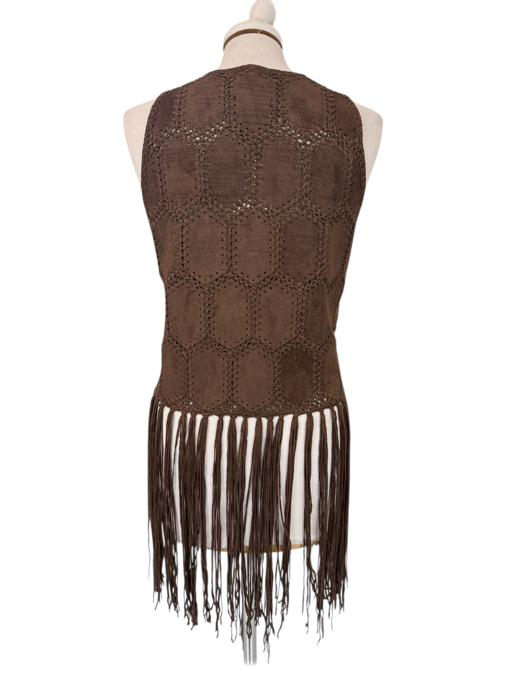 Gilet frange ricamo moro