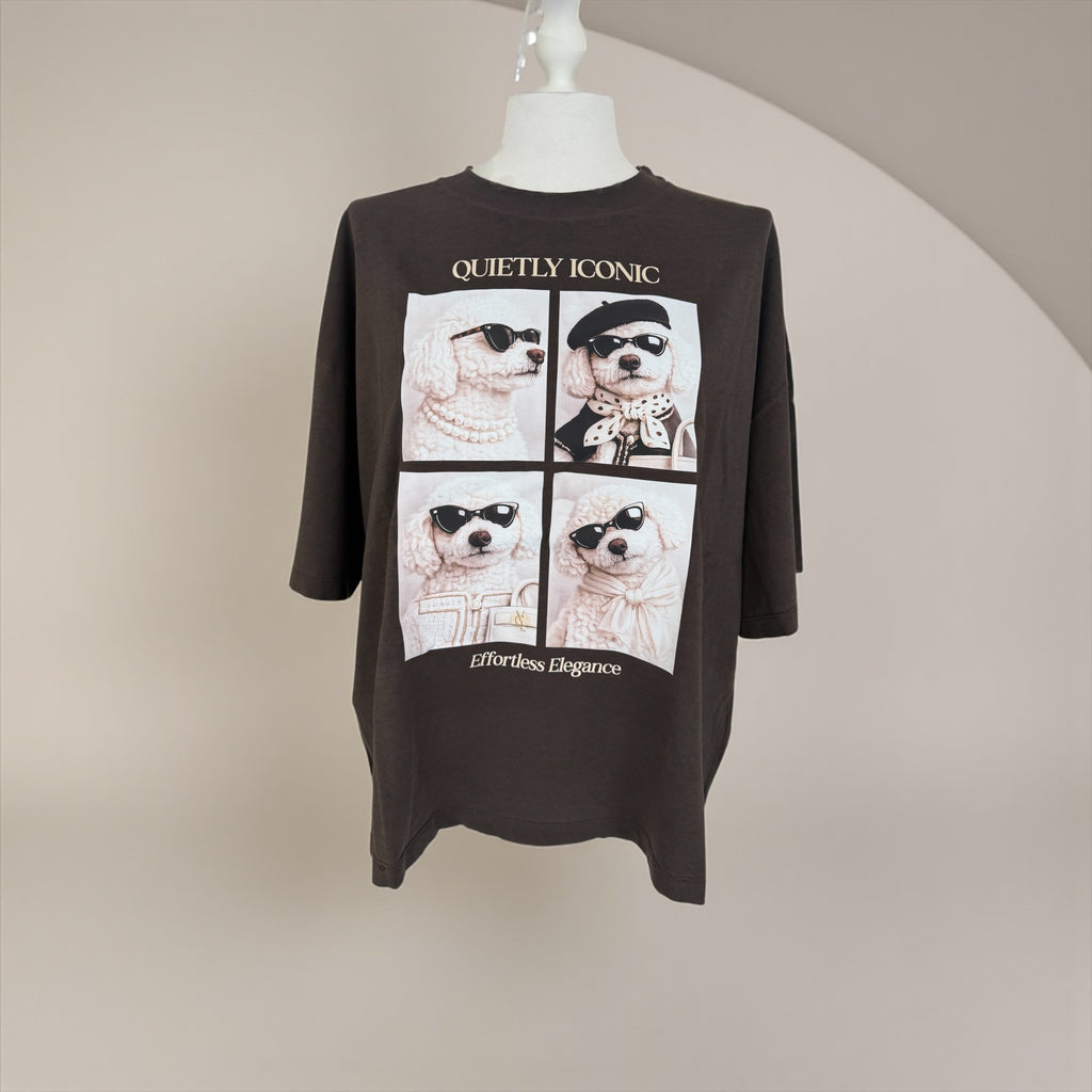 T-shirt over moro stampa barboncino