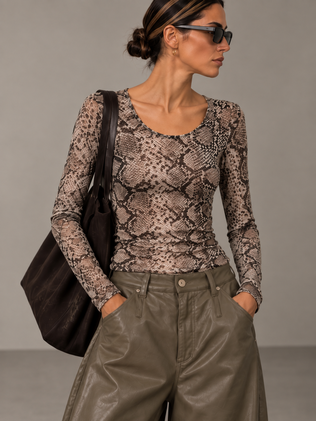 Maglia tulle pitonata